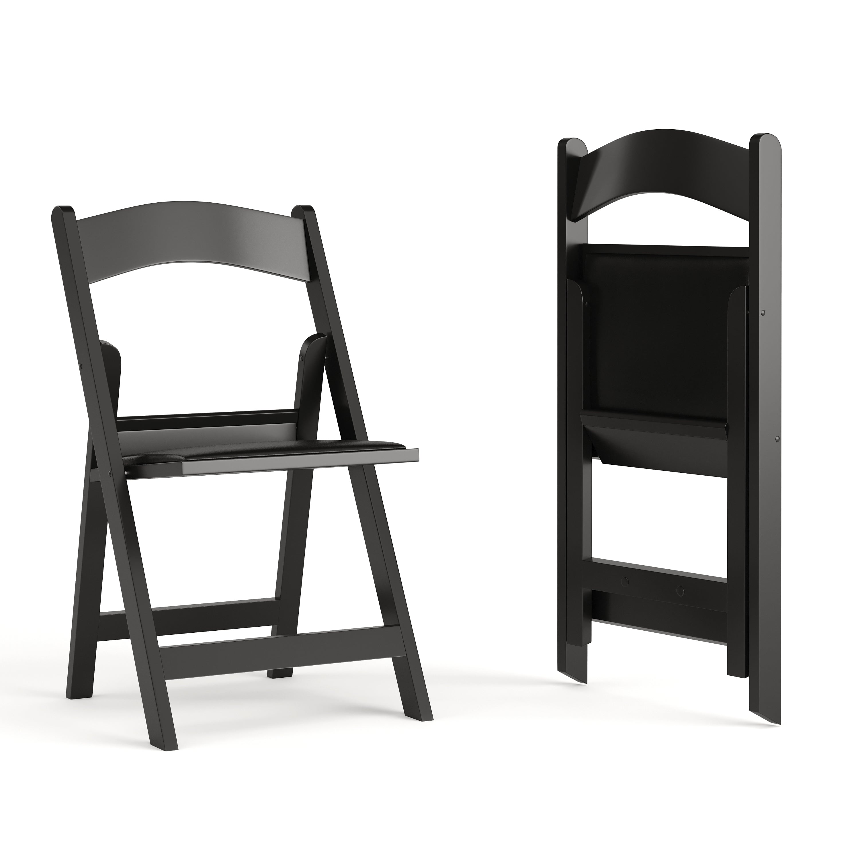 Hercules Folding Chair - Black Resin - 2 Pack 800LB Weight Capacity Comfortable Event Chair - Light Weight Folding Chair