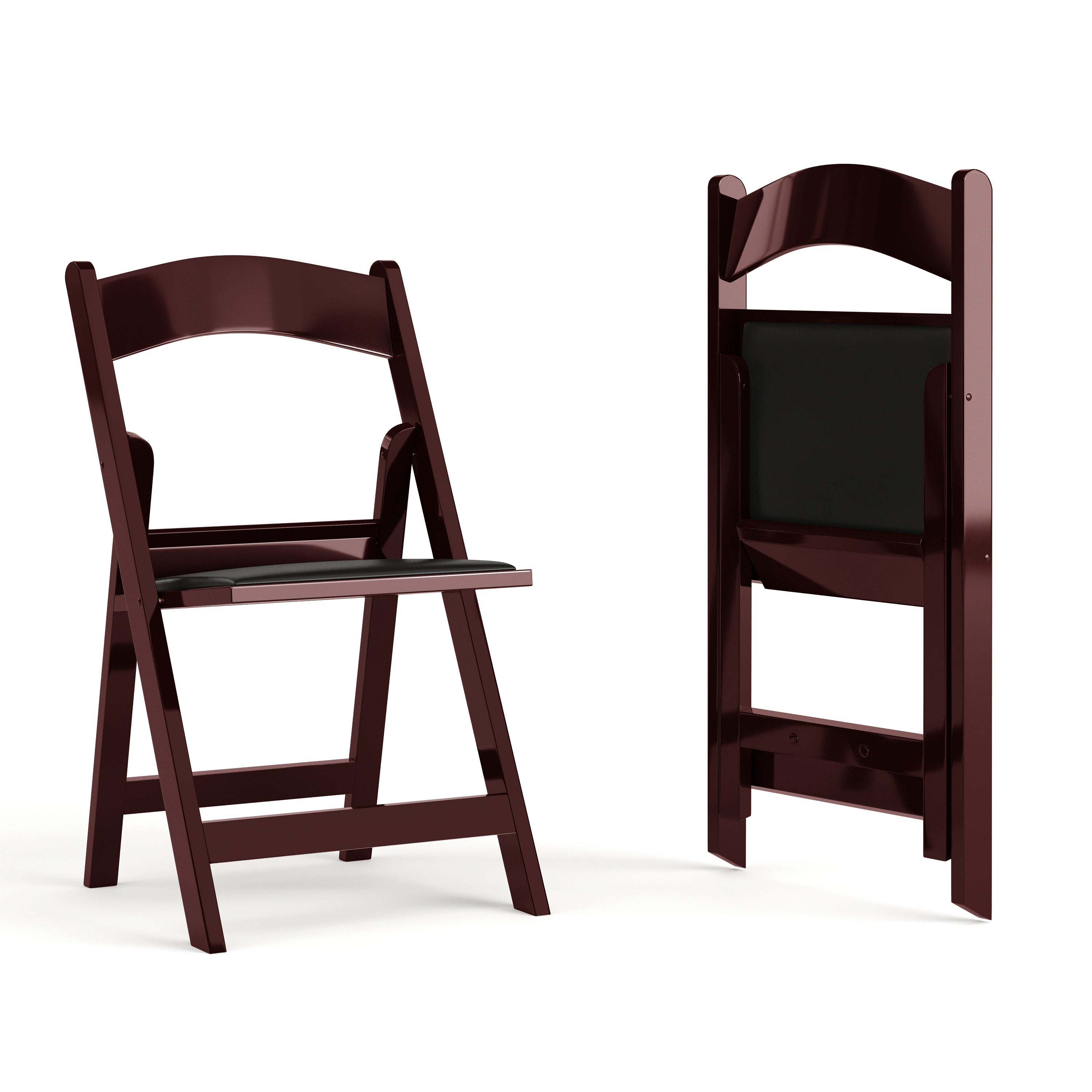 Hercules Folding Chair - Red Mahogany Resin - 2 Pack 800LB Weight Capacity Comfortable Event Chair - Light Weight Folding Chair