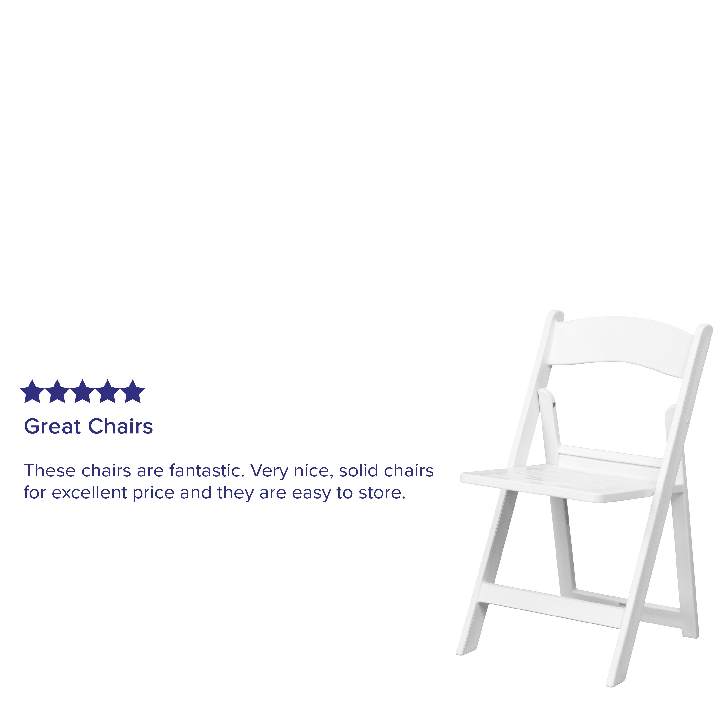 2 Pack HERCULES Series 800 lb. Capacity White Resin Folding Chair with Slatted Seat
