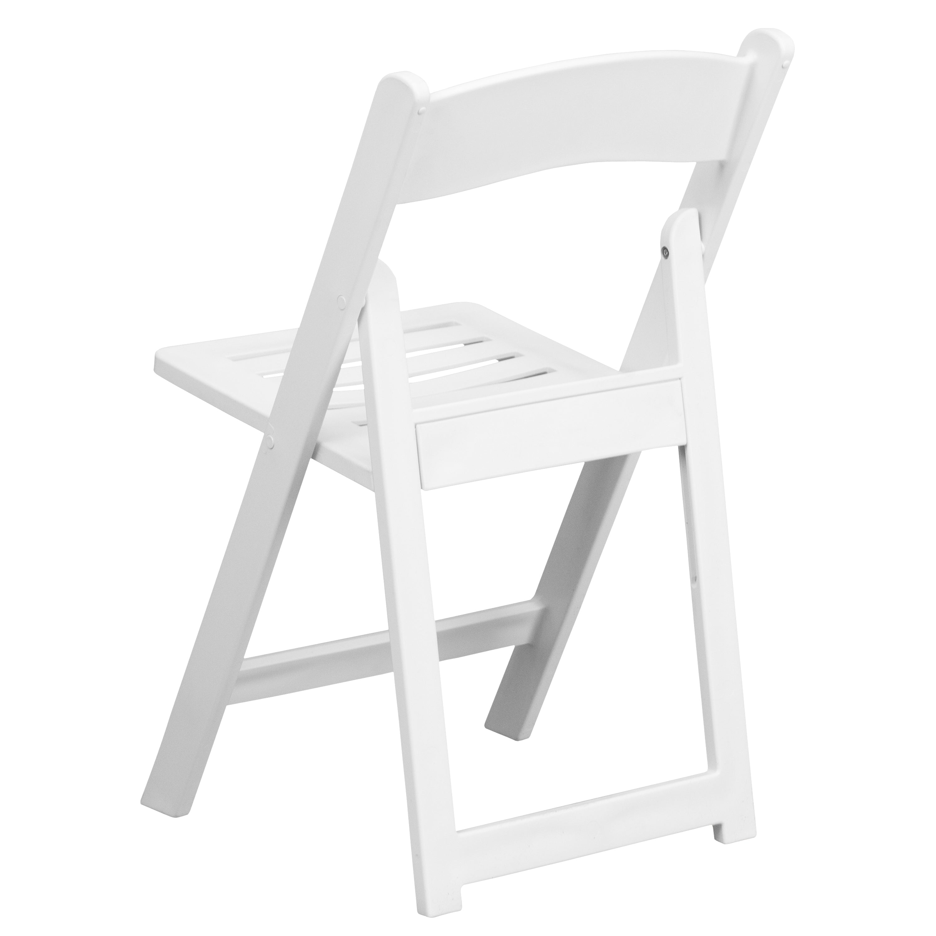 2 Pack HERCULES Series 800 lb. Capacity White Resin Folding Chair with Slatted Seat
