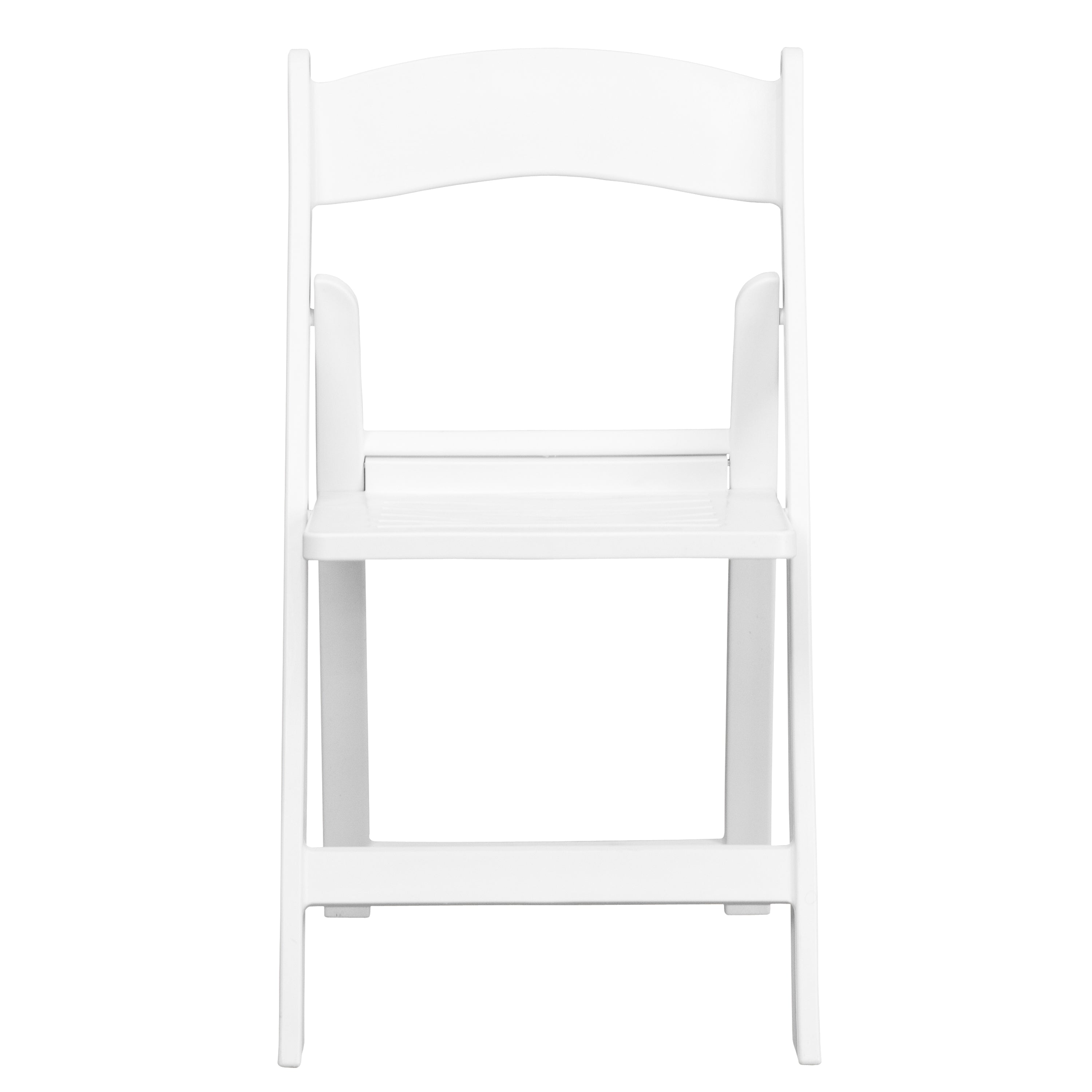2 Pack HERCULES Series 800 lb. Capacity White Resin Folding Chair with Slatted Seat