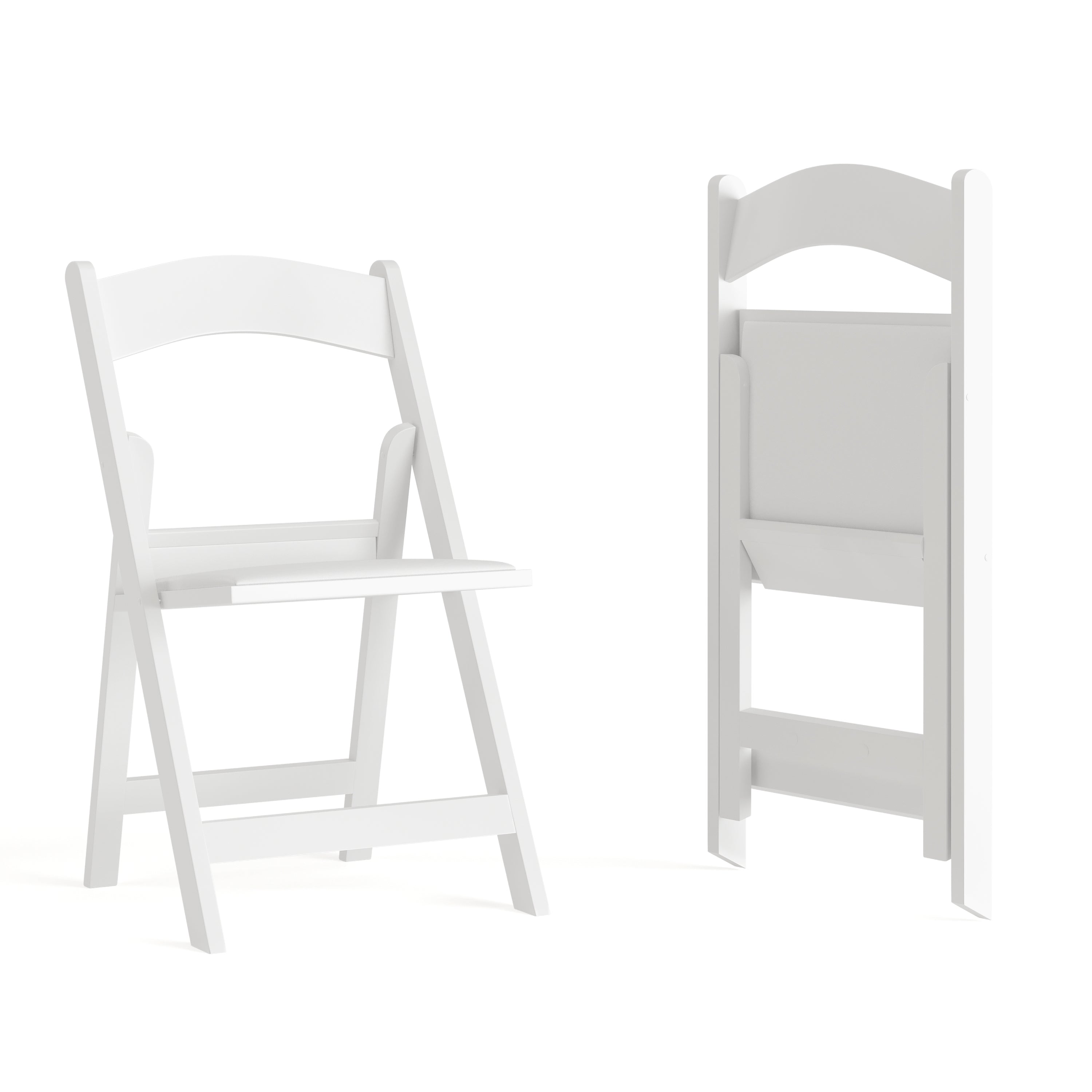 Hercules Folding Chair - White Resin - 2 Pack 800LB Weight Capacity Comfortable Event Chair - Light Weight Folding Chair