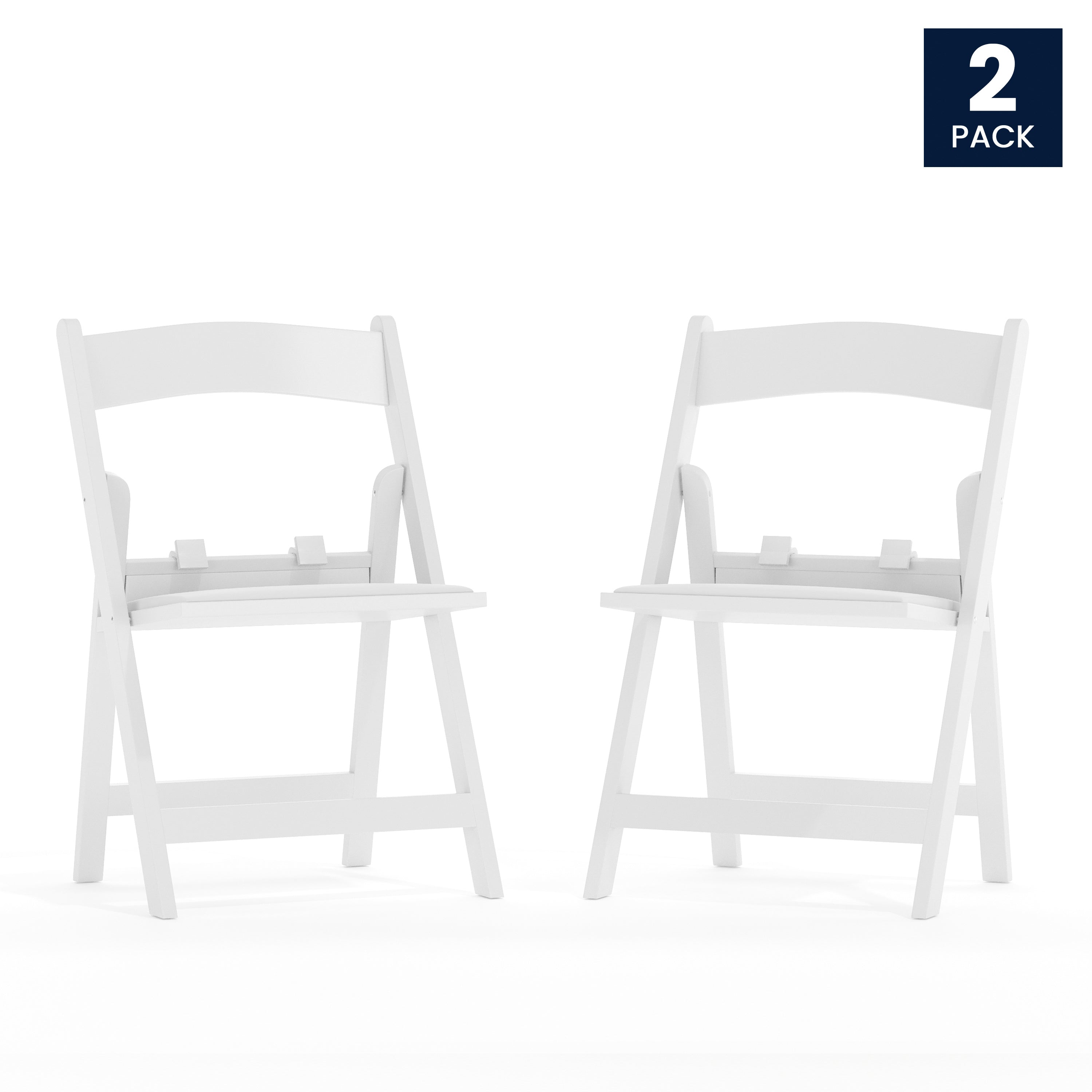 HERCULES Kids Folding Chairs with Padded Seats | Set of 2 White Resin Folding Chair with Vinyl Padded Seat for Kids