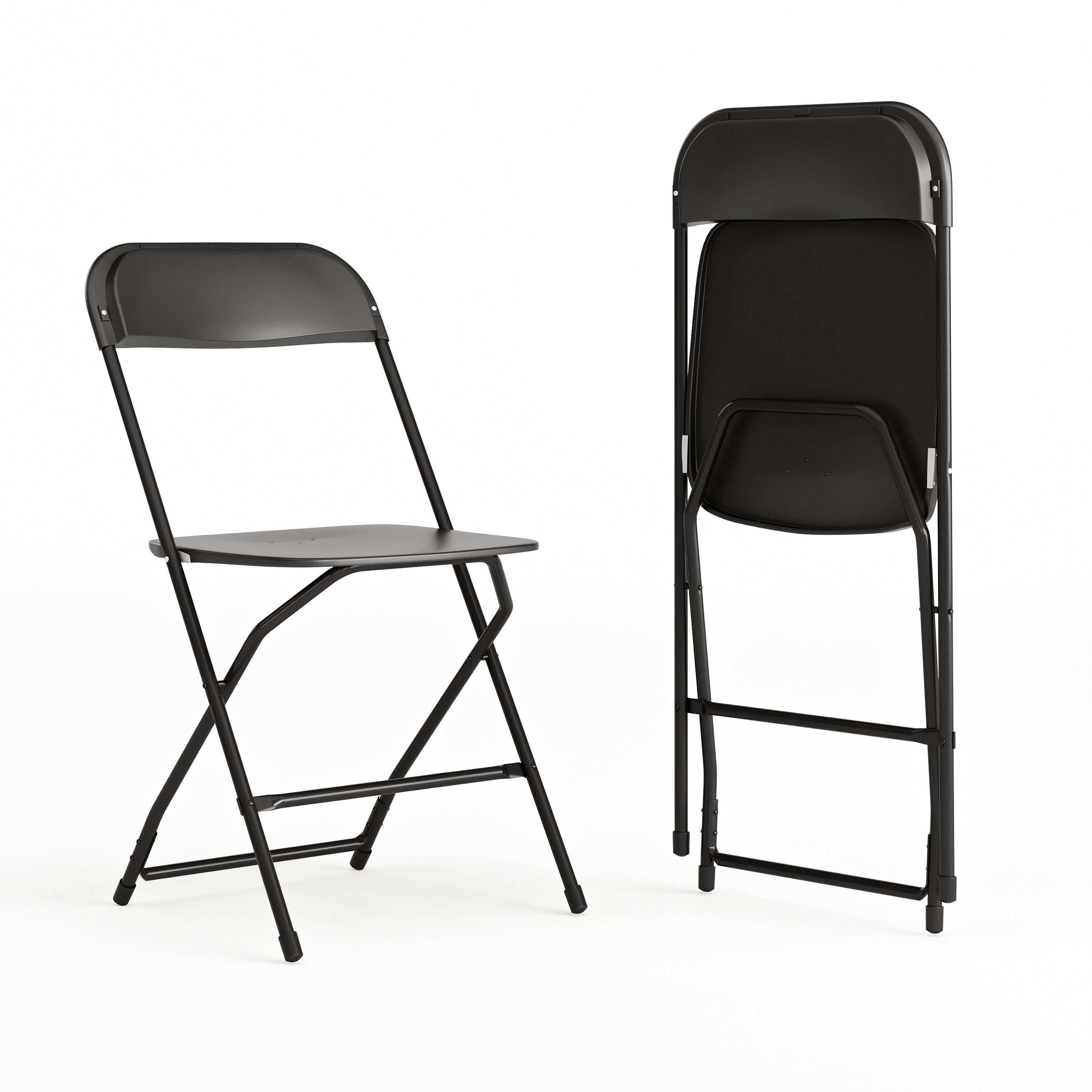 Hercules Series Plastic Folding Chair Black - 2 Pack 650LB Weight Capacity Comfortable Event Chair-Lightweight Folding Chair