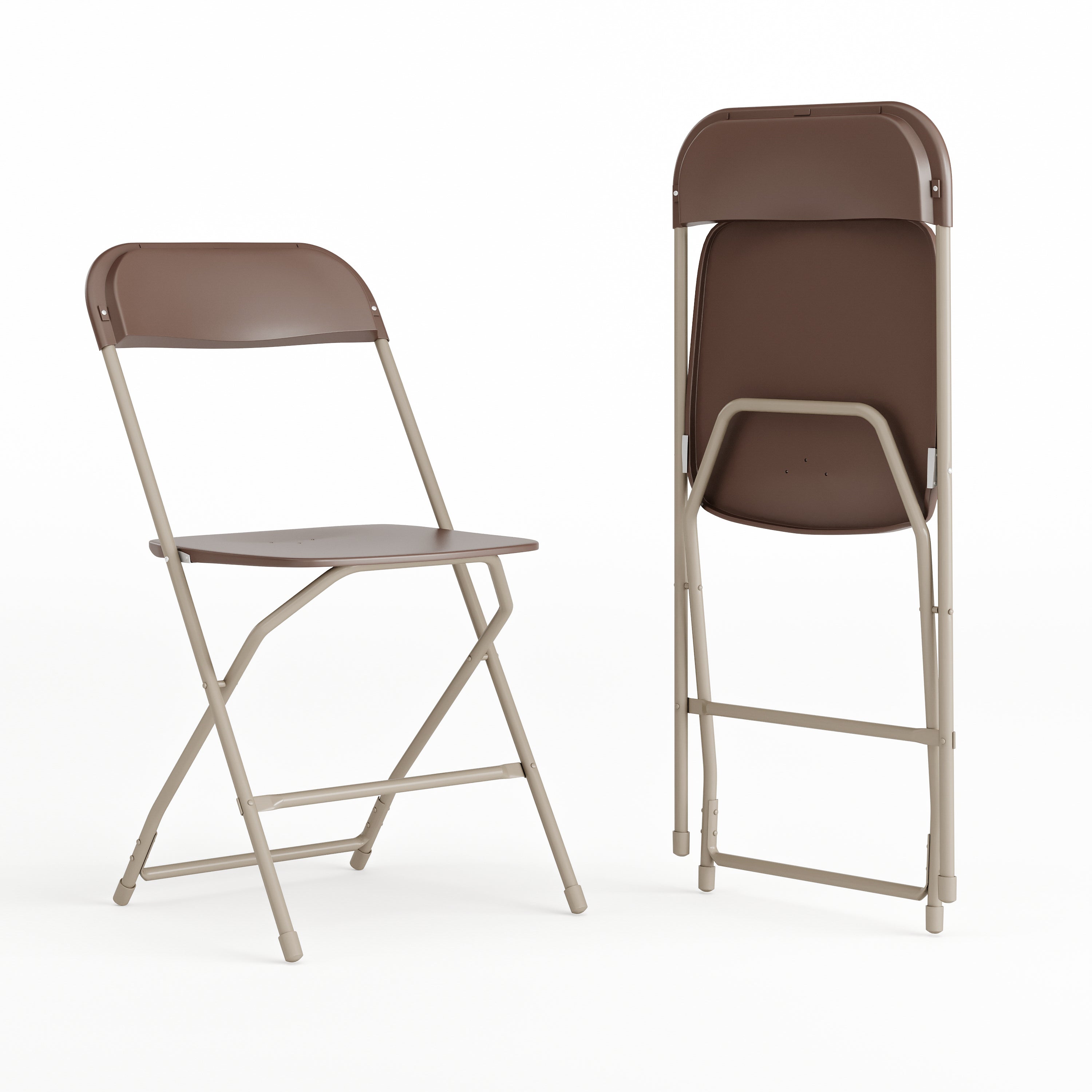 Hercules Series Plastic Folding Chair Brown - 2 Pack 650LB Weight Capacity Comfortable Event Chair-Lightweight Folding Chair