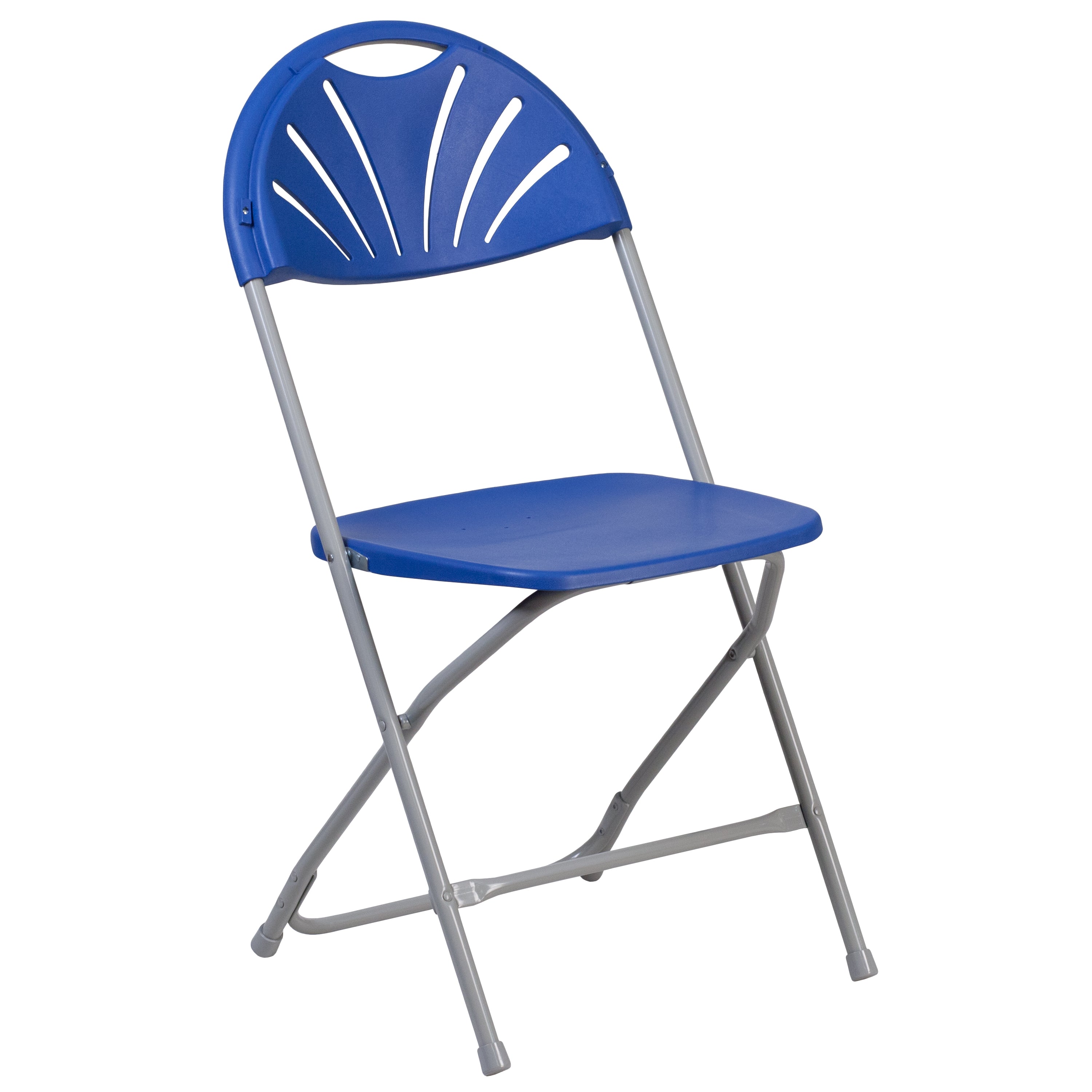 2 Pack HERCULES Series 650 lb. Capacity Blue Plastic Fan Back Folding Chair