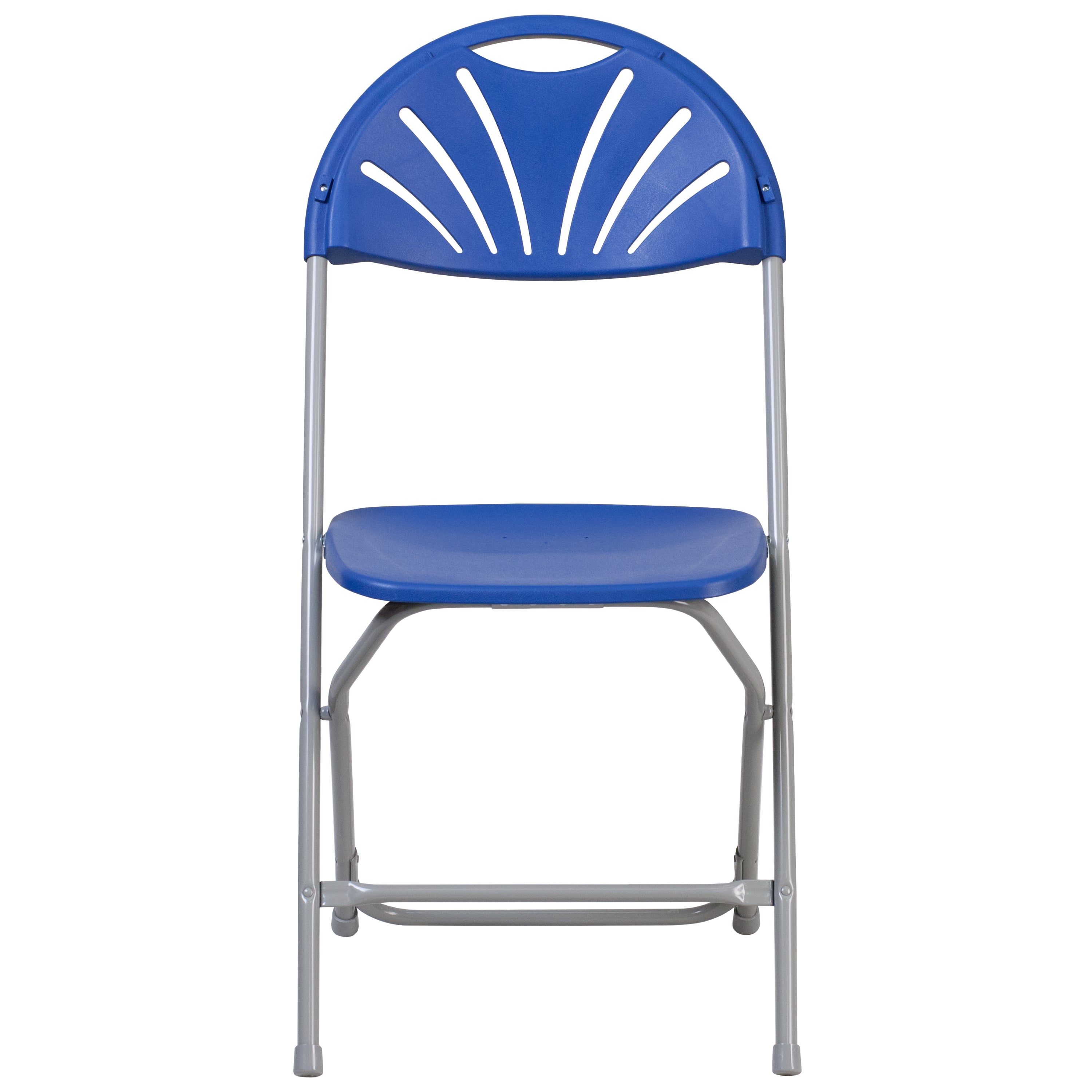 2 Pack HERCULES Series 650 lb. Capacity Blue Plastic Fan Back Folding Chair