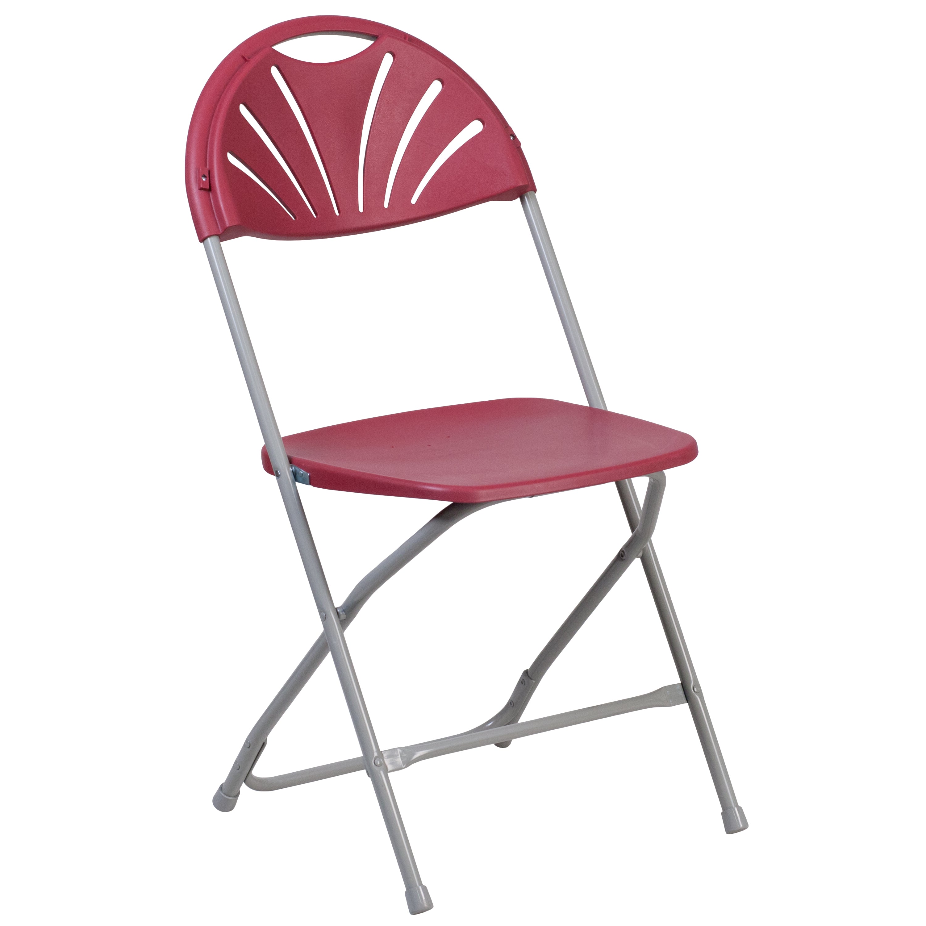 2 Pack HERCULES Series 650 lb. Capacity Burgundy Plastic Fan Back Folding Chair