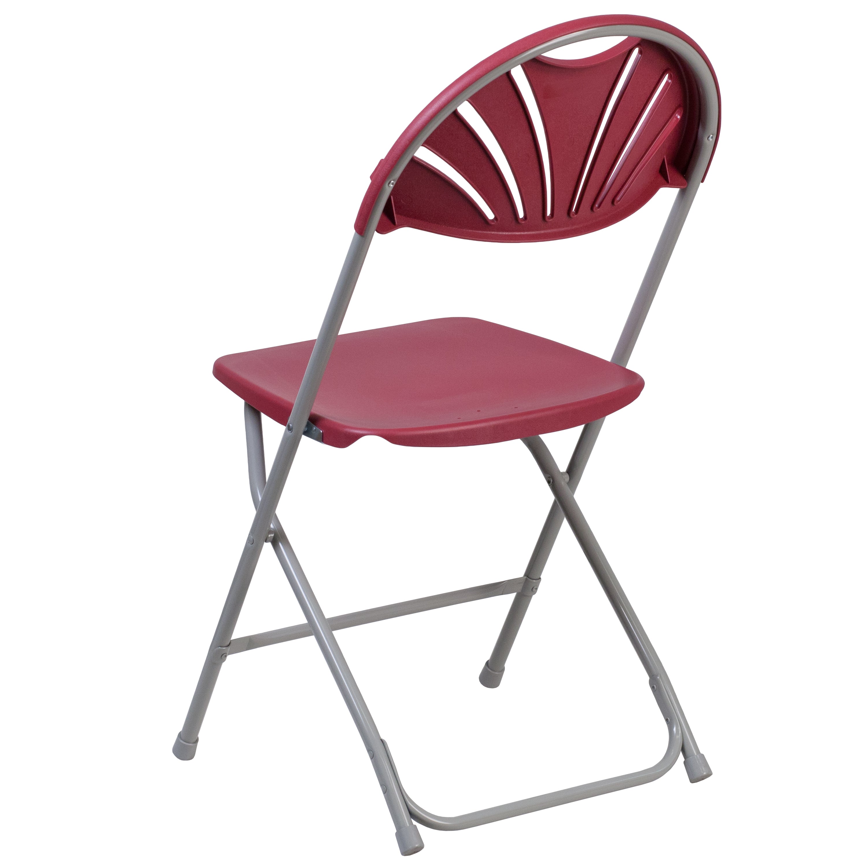 2 Pack HERCULES Series 650 lb. Capacity Burgundy Plastic Fan Back Folding Chair