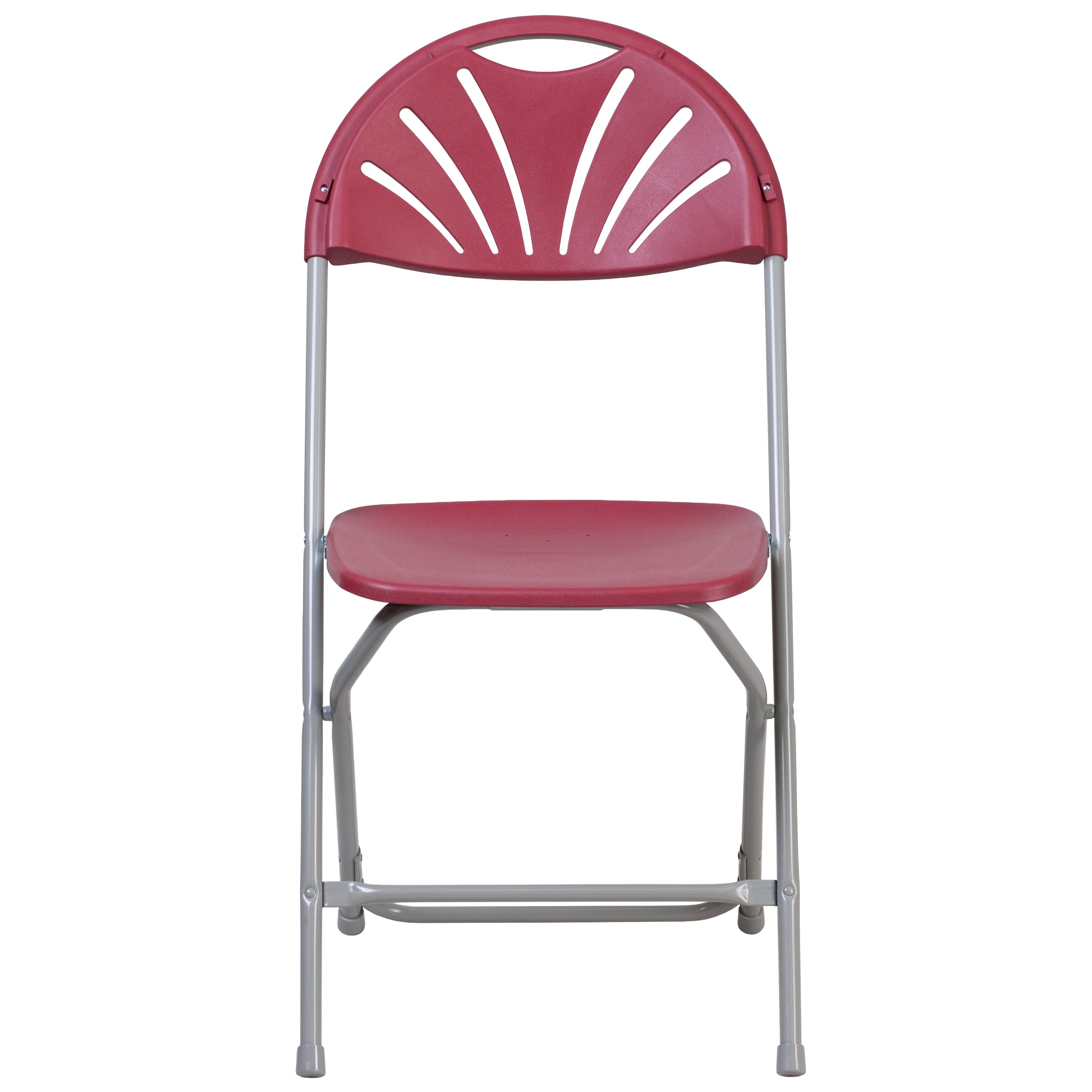 2 Pack HERCULES Series 650 lb. Capacity Burgundy Plastic Fan Back Folding Chair