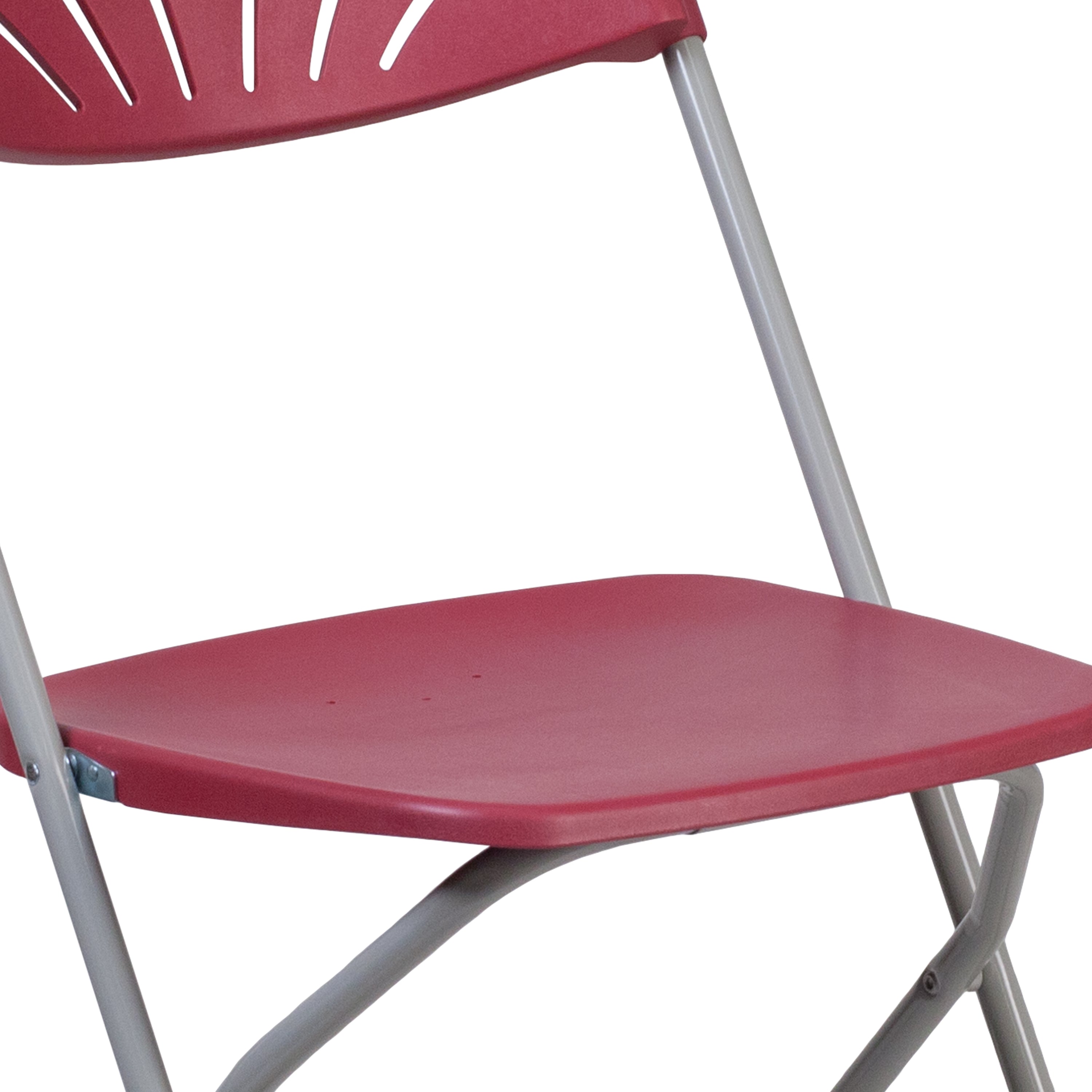 2 Pack HERCULES Series 650 lb. Capacity Burgundy Plastic Fan Back Folding Chair
