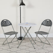 2 Pack HERCULES Series 650 lb. Capacity Charcoal Plastic Fan Back Folding Chair