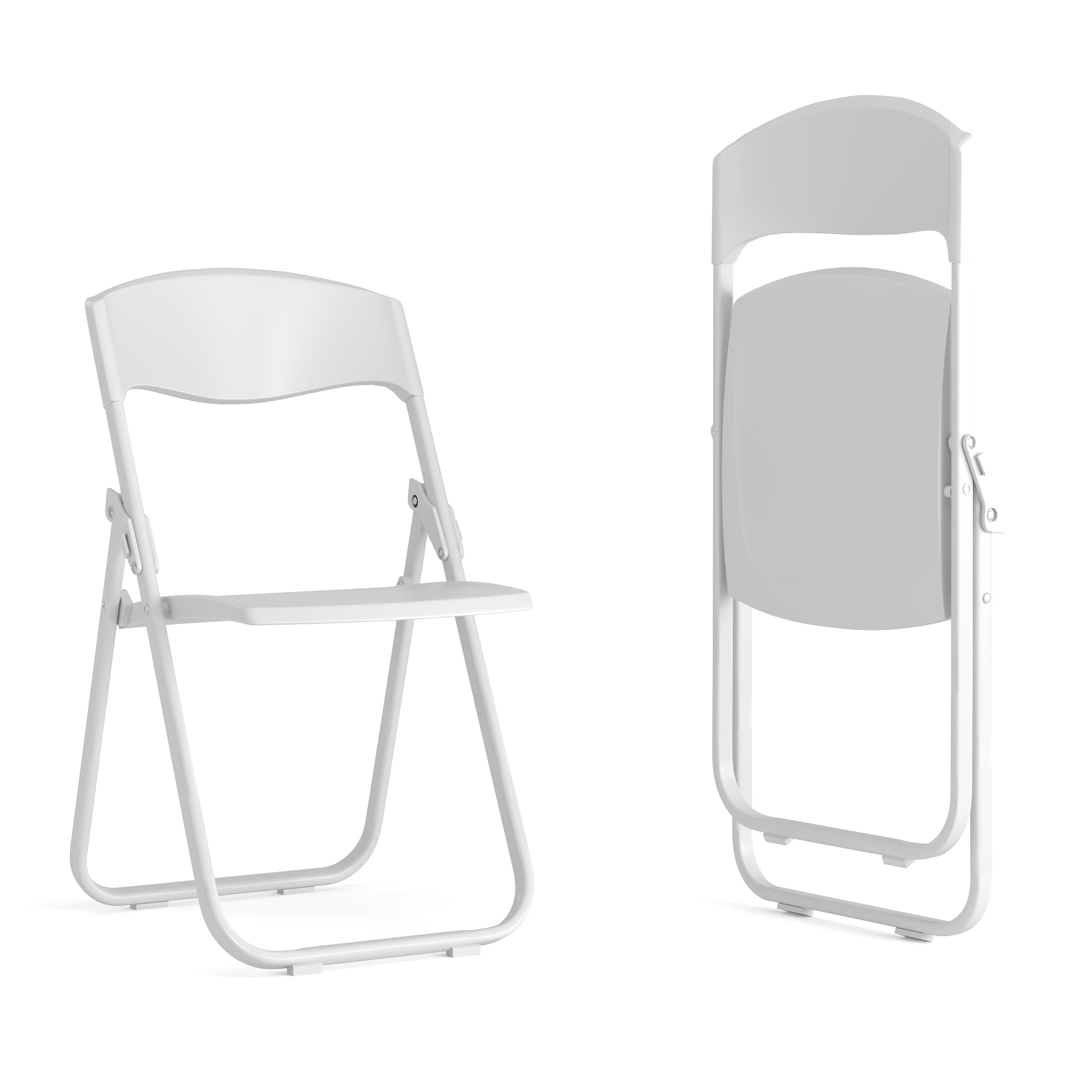 2 Pack HERCULES Series 500 lb. Capacity Heavy Duty White Plastic Folding Chair with Built-in Ganging Brackets
