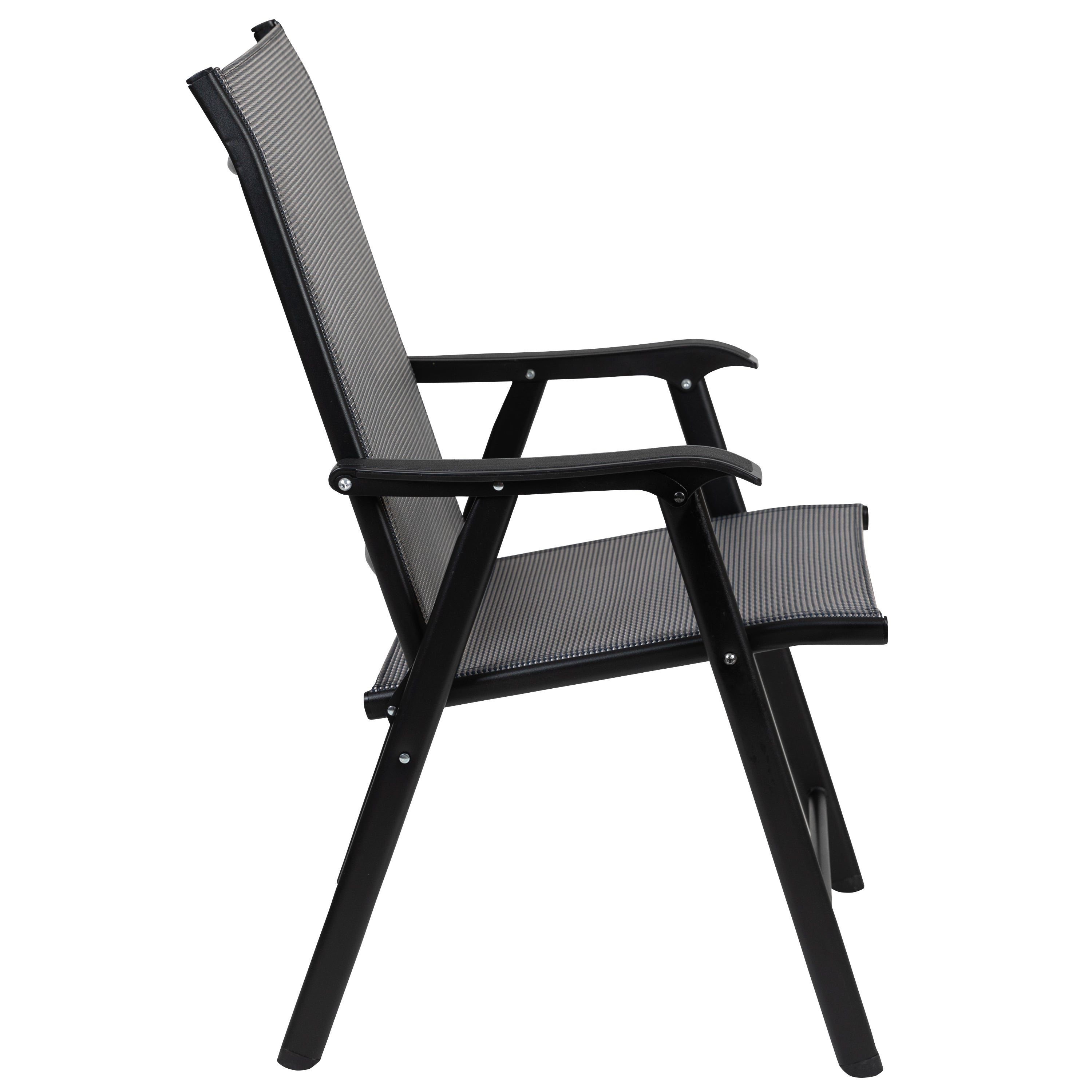 Paladin Gray Outdoor Folding Patio Sling Chair with Black Frame (2 Pack)