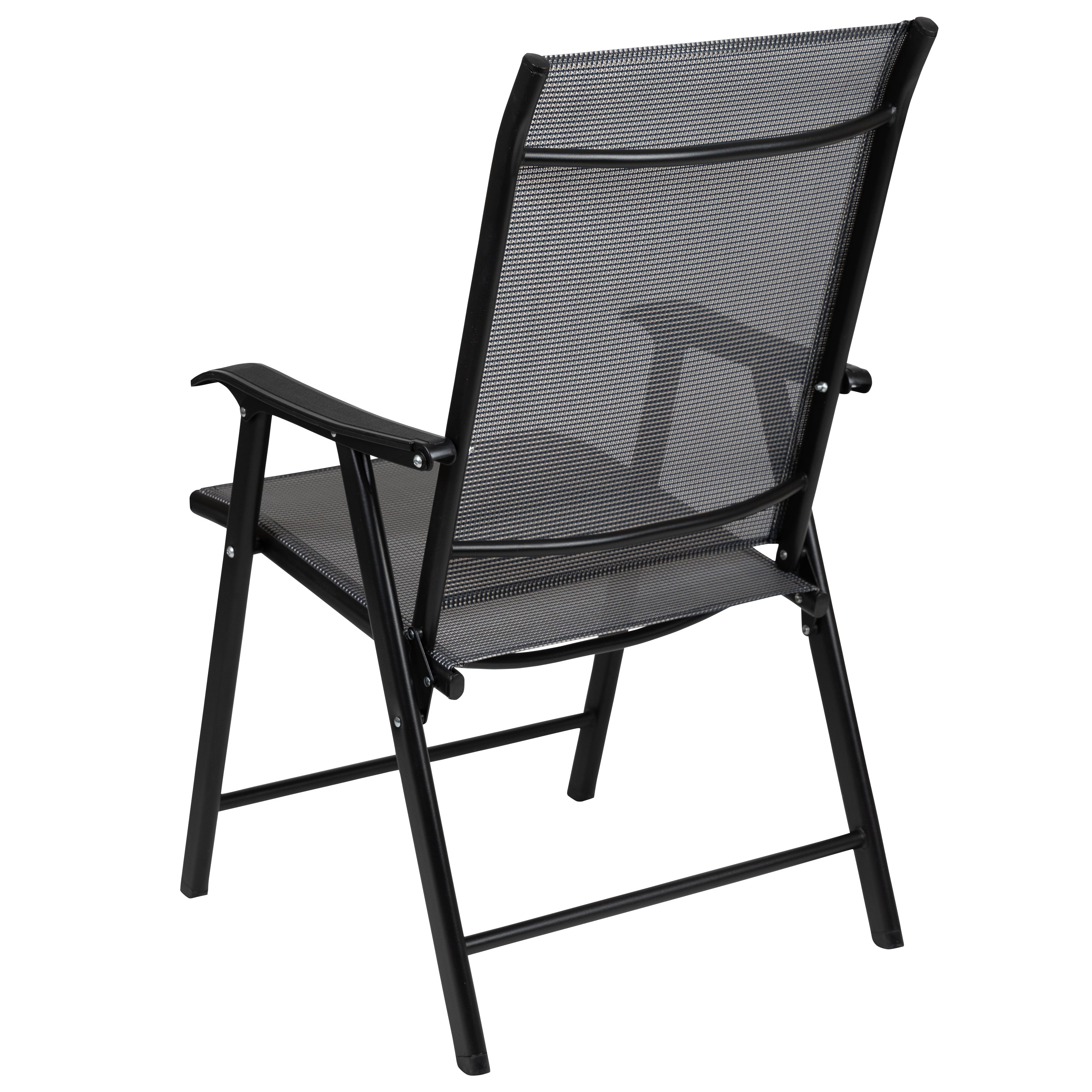 Paladin Gray Outdoor Folding Patio Sling Chair with Black Frame (2 Pack)
