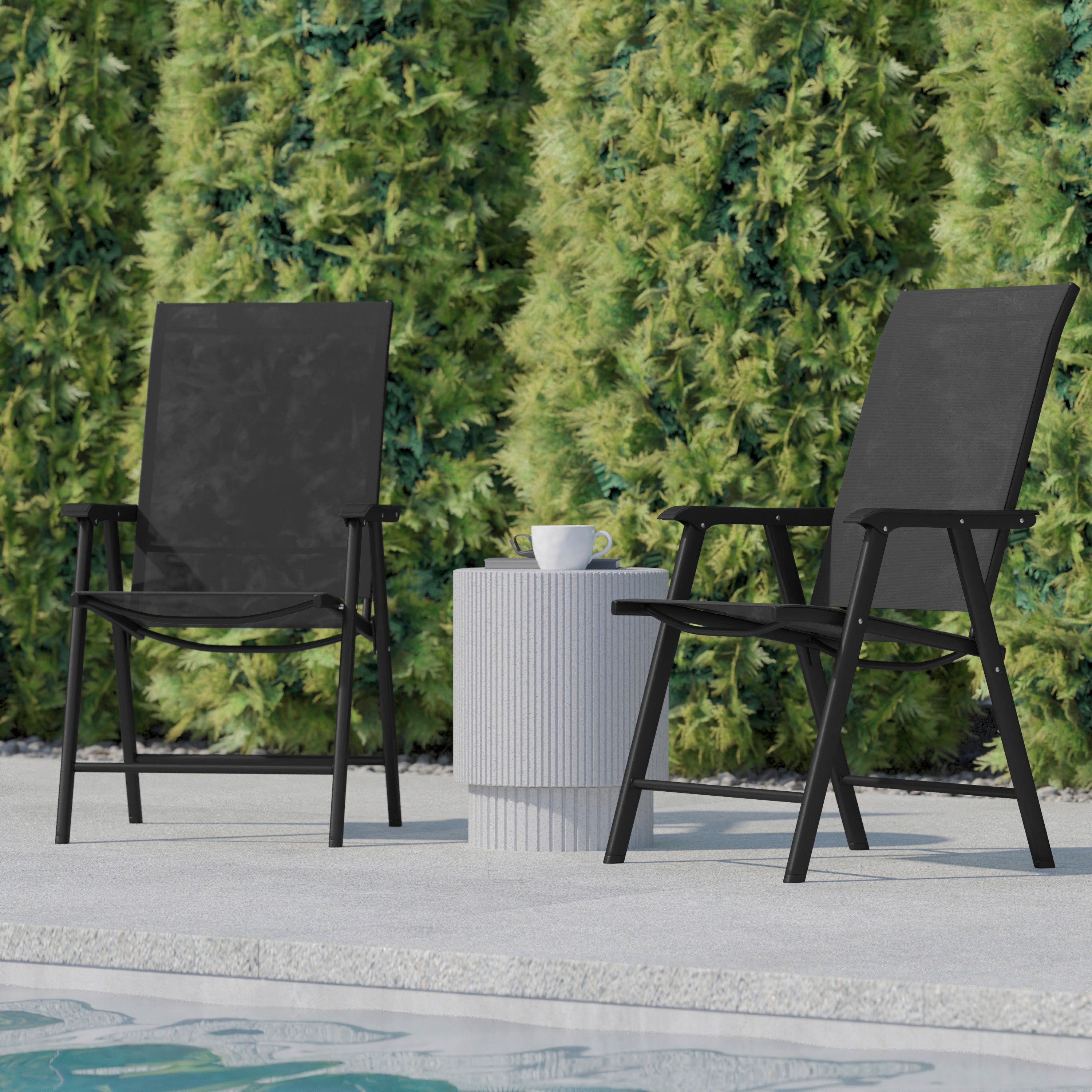 Paladin Black Outdoor Folding Patio Sling Chair