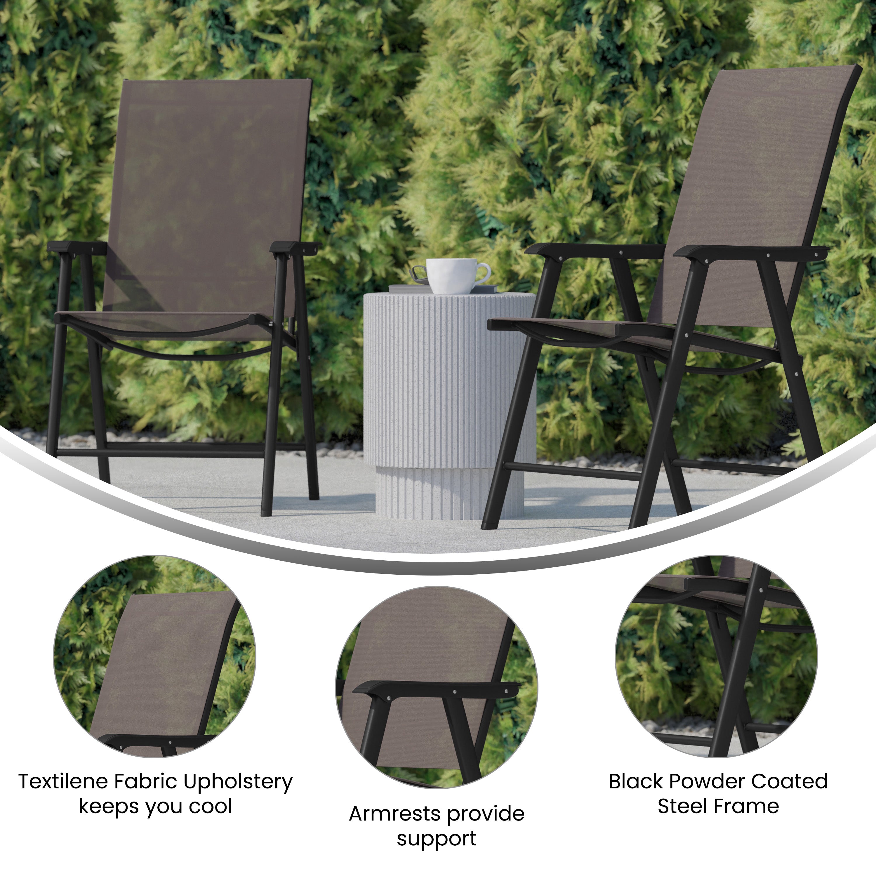 Paladin Brown Outdoor Folding Patio Sling Chair