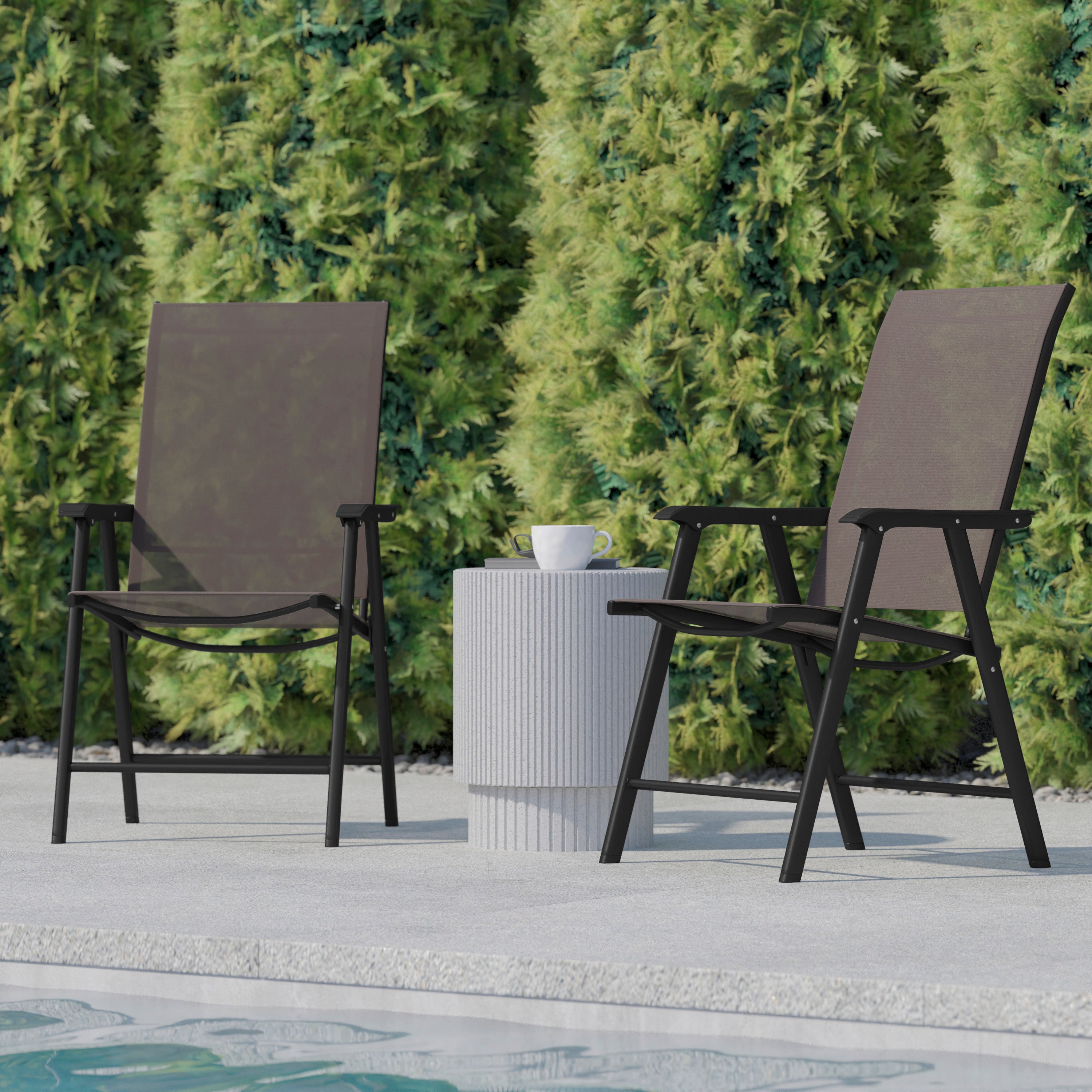 Paladin Brown Outdoor Folding Patio Sling Chair
