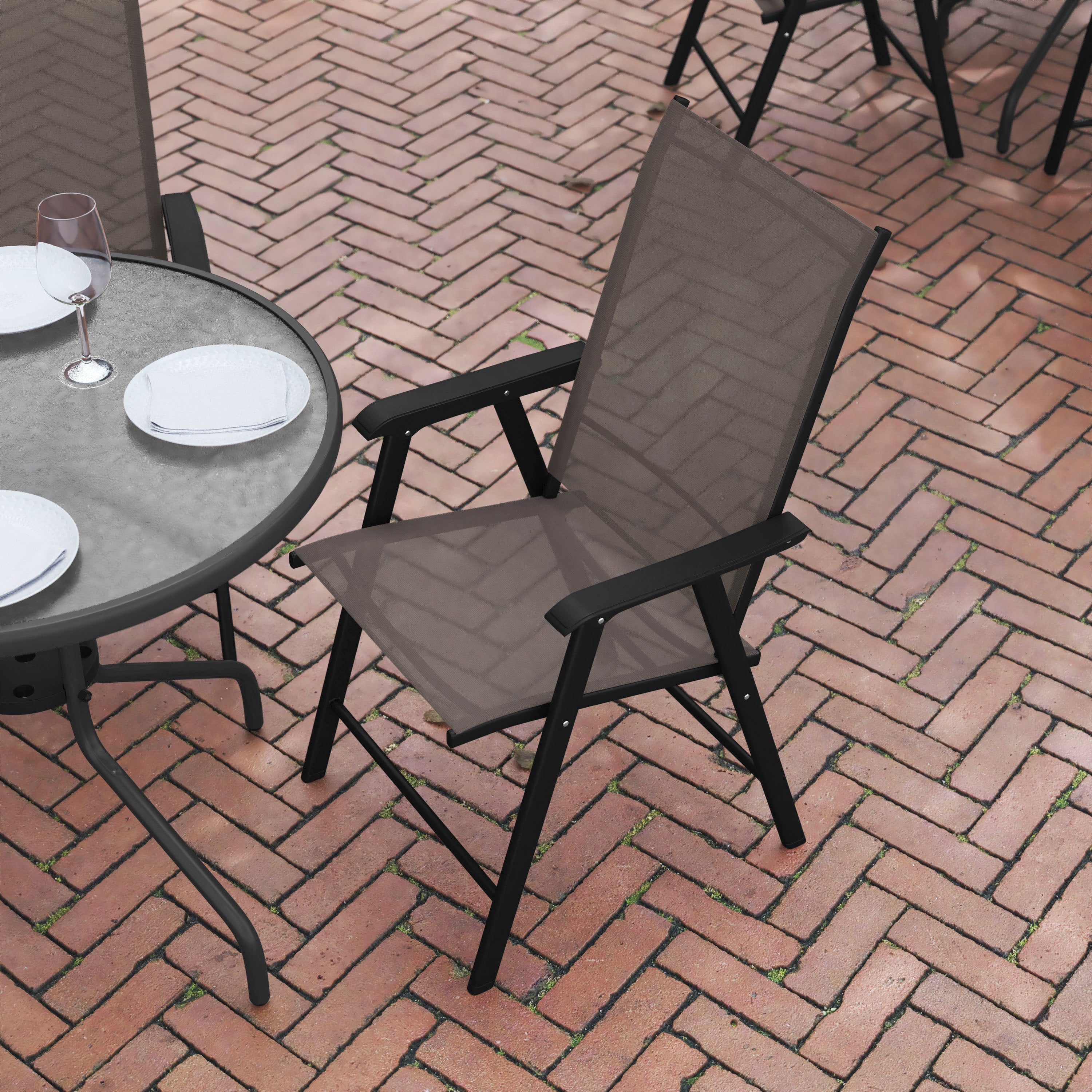 Paladin Brown Outdoor Folding Patio Sling Chair