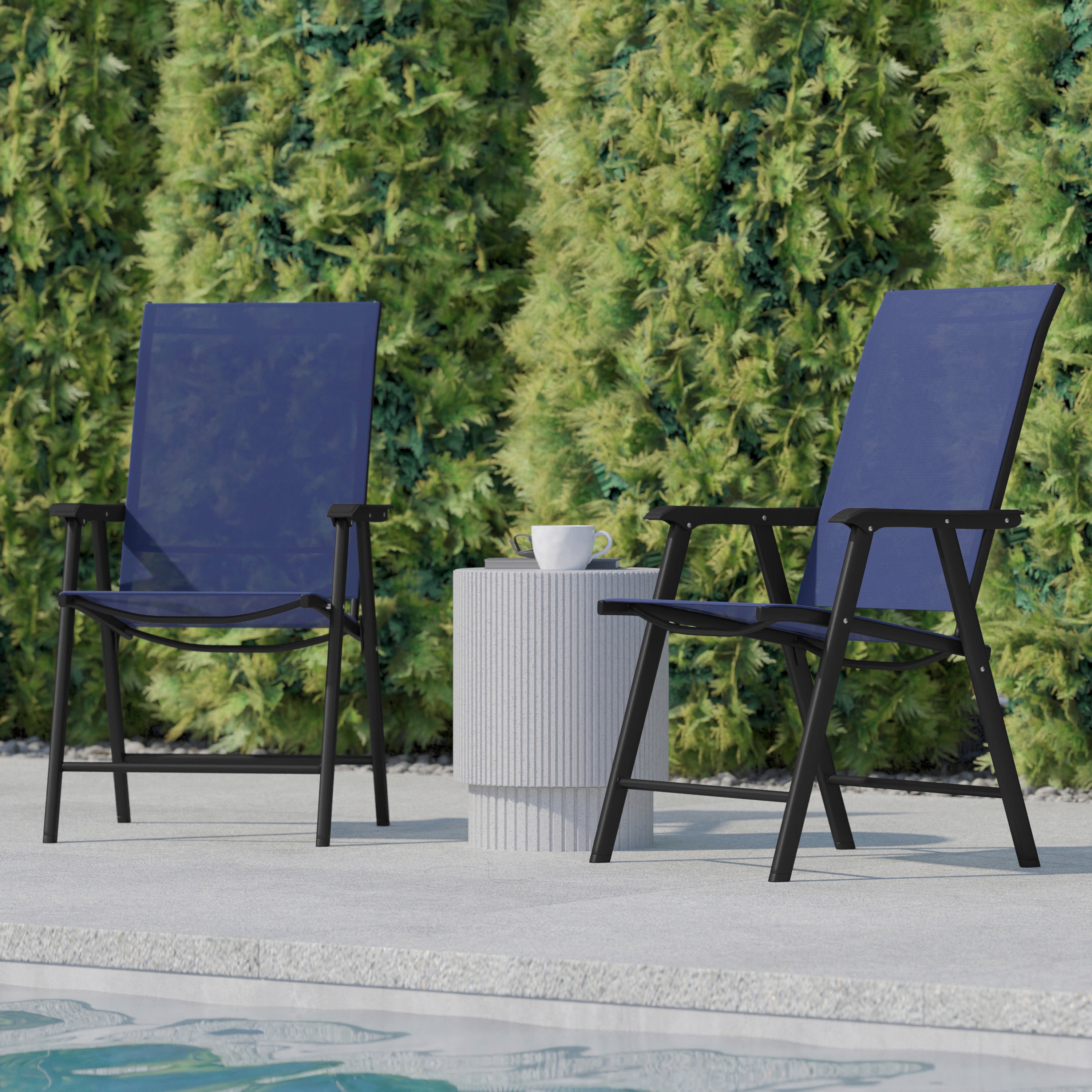Paladin Navy Outdoor Folding Patio Sling Chair