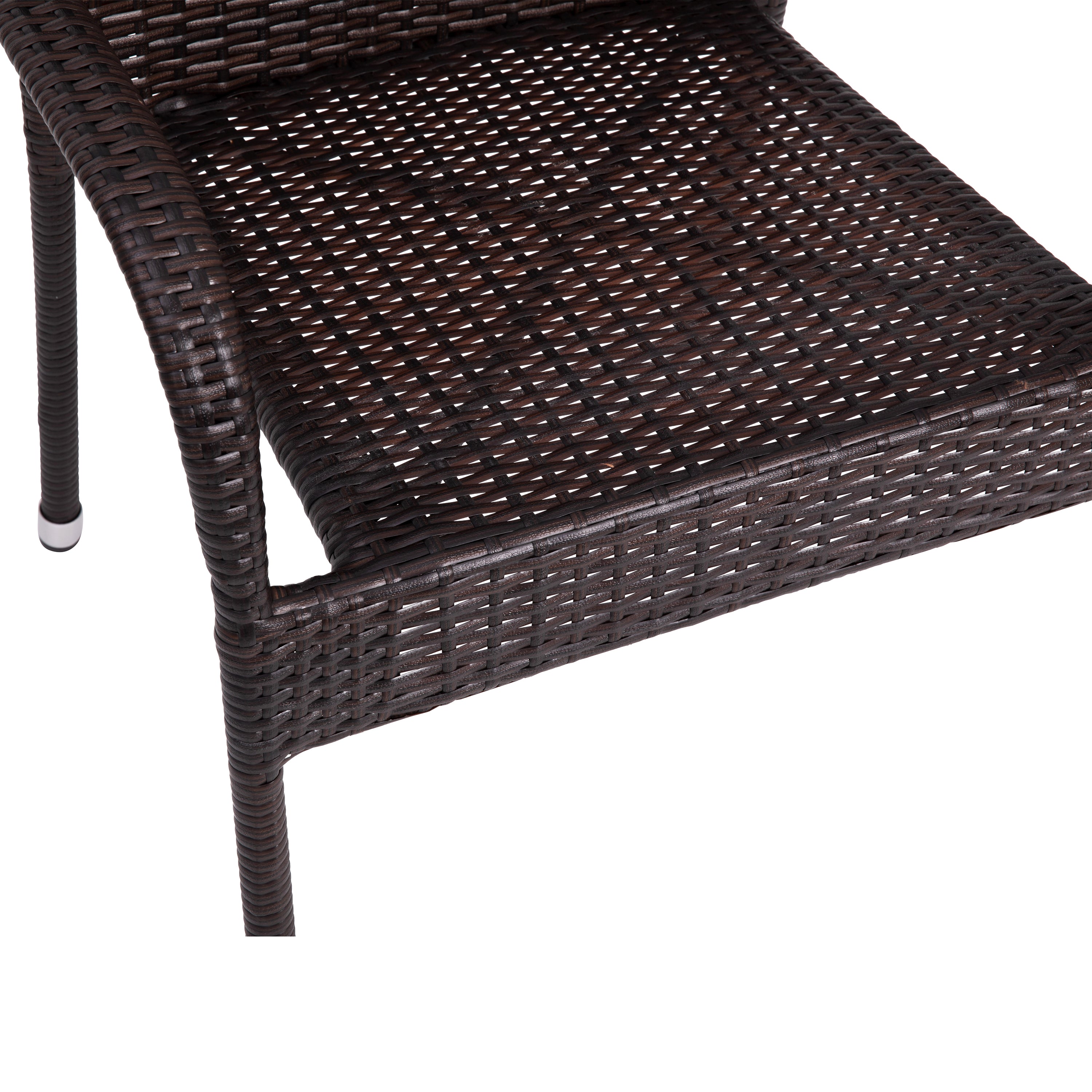 Maxim Set of 2 Stackable Indoor/Outdoor Wicker Dining Chairs with Arms - Fade & Weather-Resistant Steel Frames - Espresso