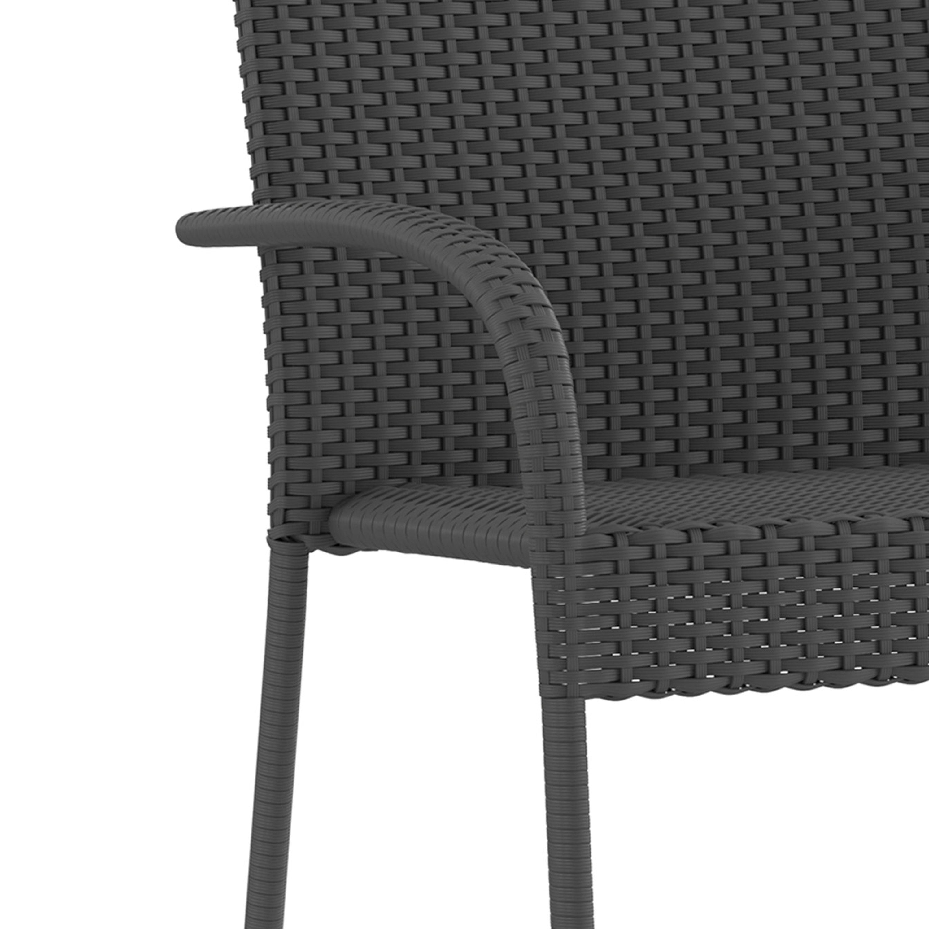 Maxim Set of 2 Stackable Indoor/Outdoor Wicker Dining Chairs with Arms - Fade & Weather-Resistant Steel Frames - Gray