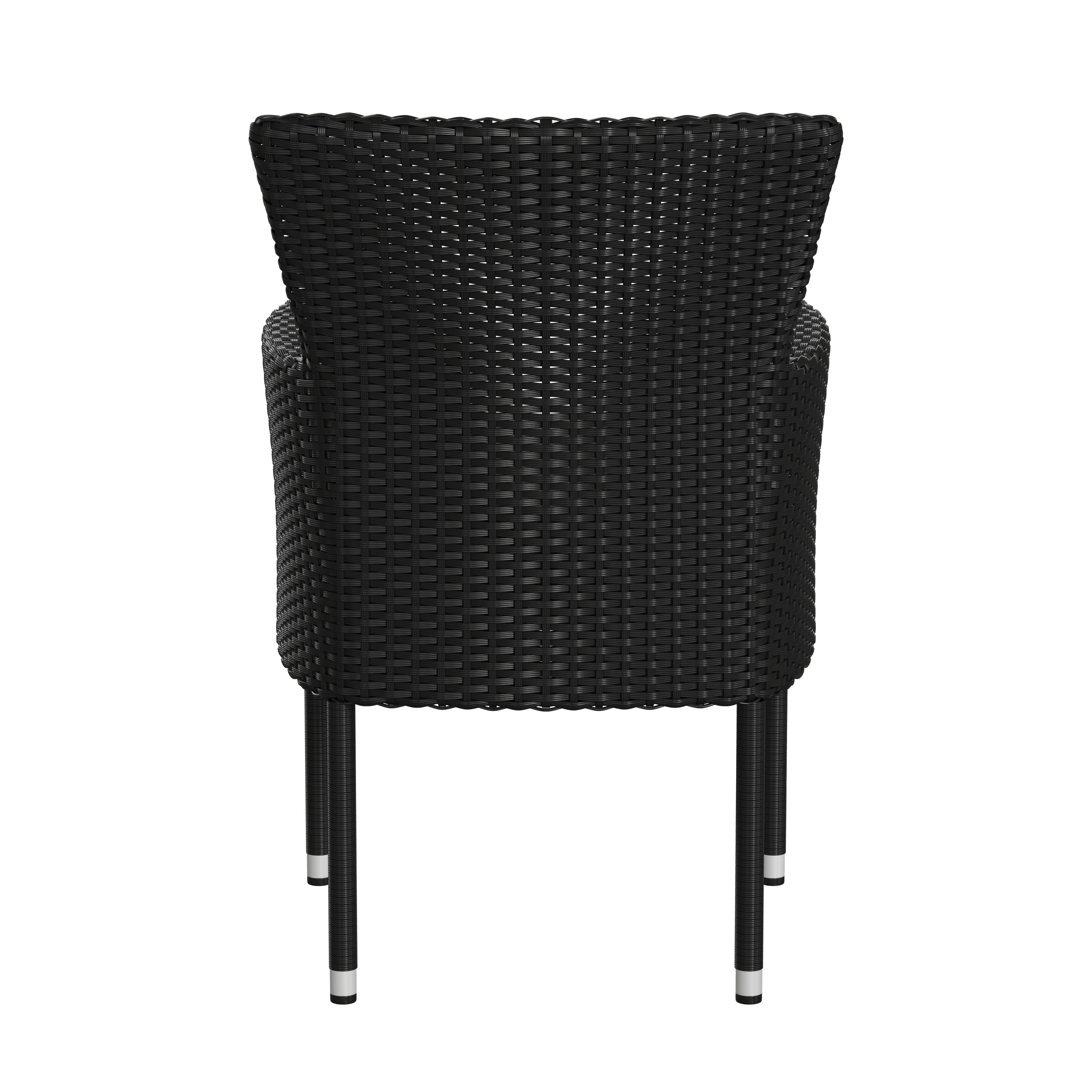 Maxim Modern Black Wicker Patio Armchairs for Deck or Backyard, Fade and Weather-Resistant Frames and Gray Cushions-Set of 2
