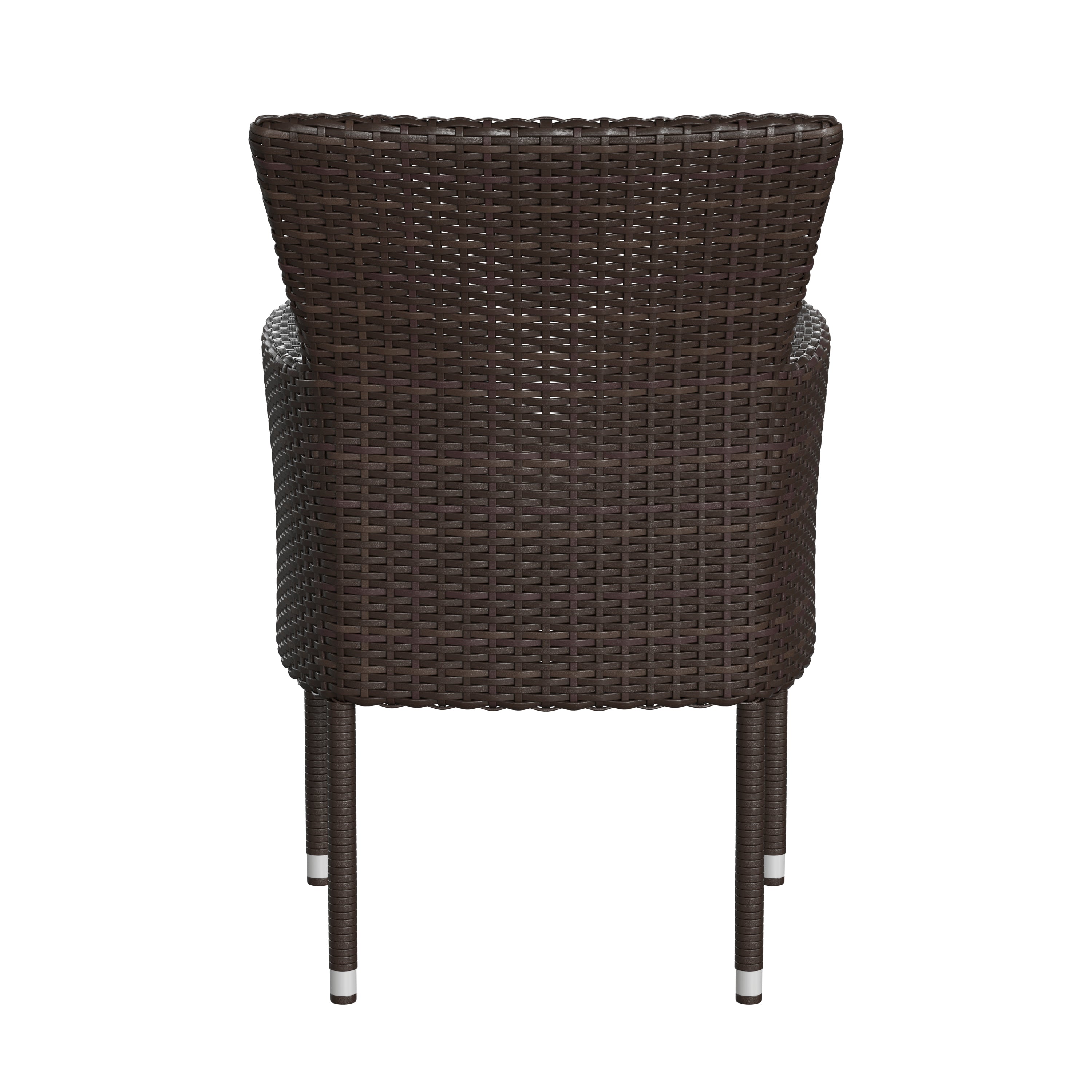 Maxim Modern Espresso Wicker Patio Armchairs for Deck or Backyard, Fade and Weather-Resistant Frames and Cream Cushions-Set of 2