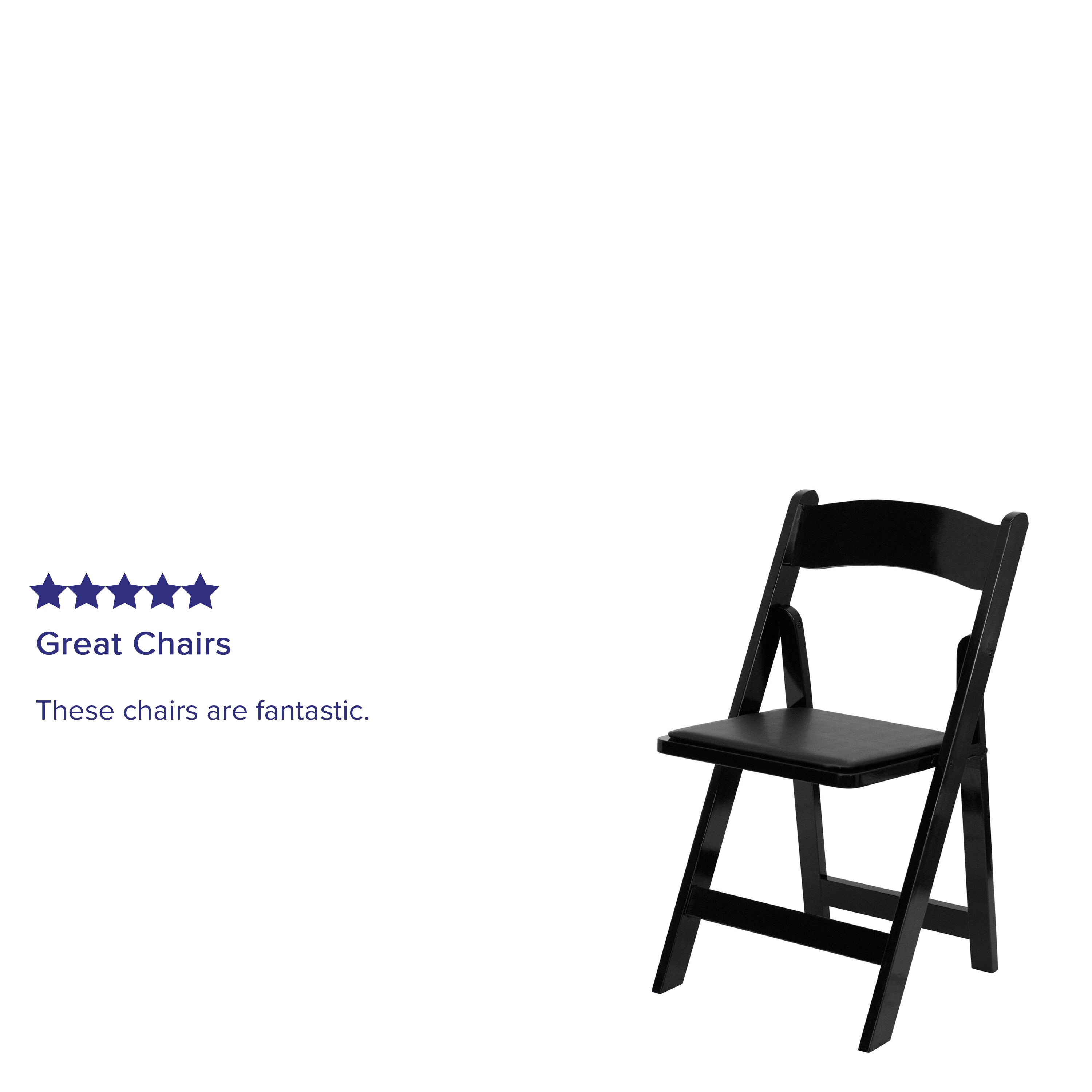 2 Pack HERCULES Series Black Wood Folding Chair with Vinyl Padded Seat