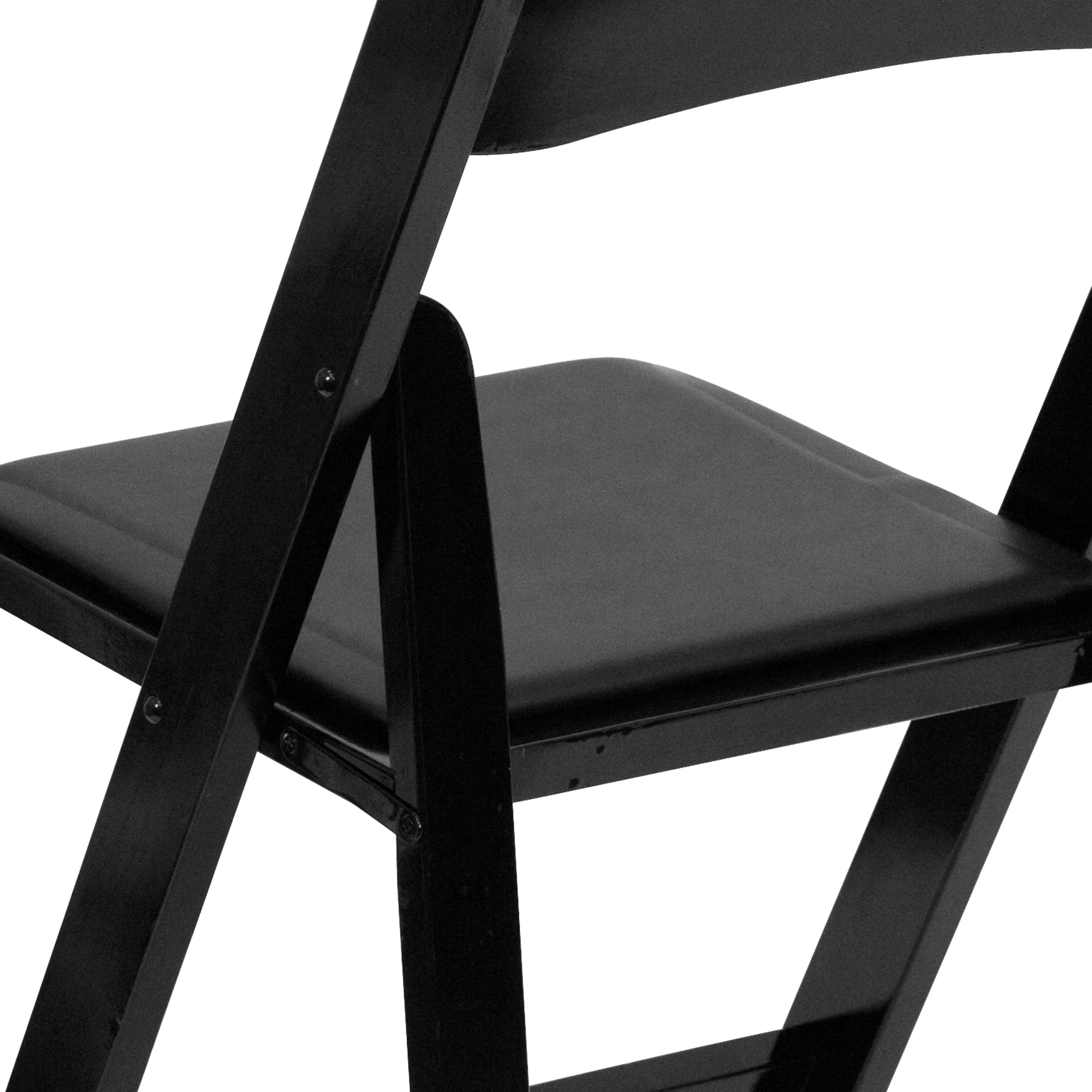2 Pack HERCULES Series Black Wood Folding Chair with Vinyl Padded Seat