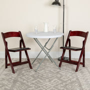 2 Pack HERCULES Series Mahogany Wood Folding Chair with Vinyl Padded Seat