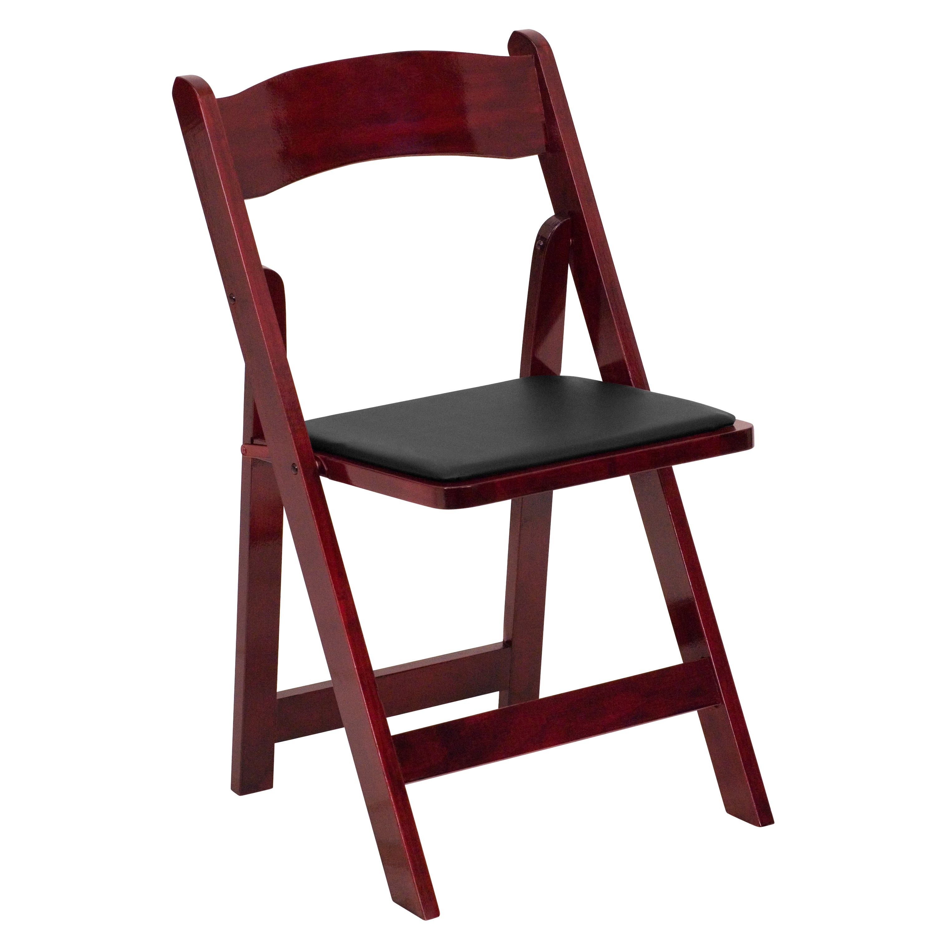 2 Pack HERCULES Series Mahogany Wood Folding Chair with Vinyl Padded Seat