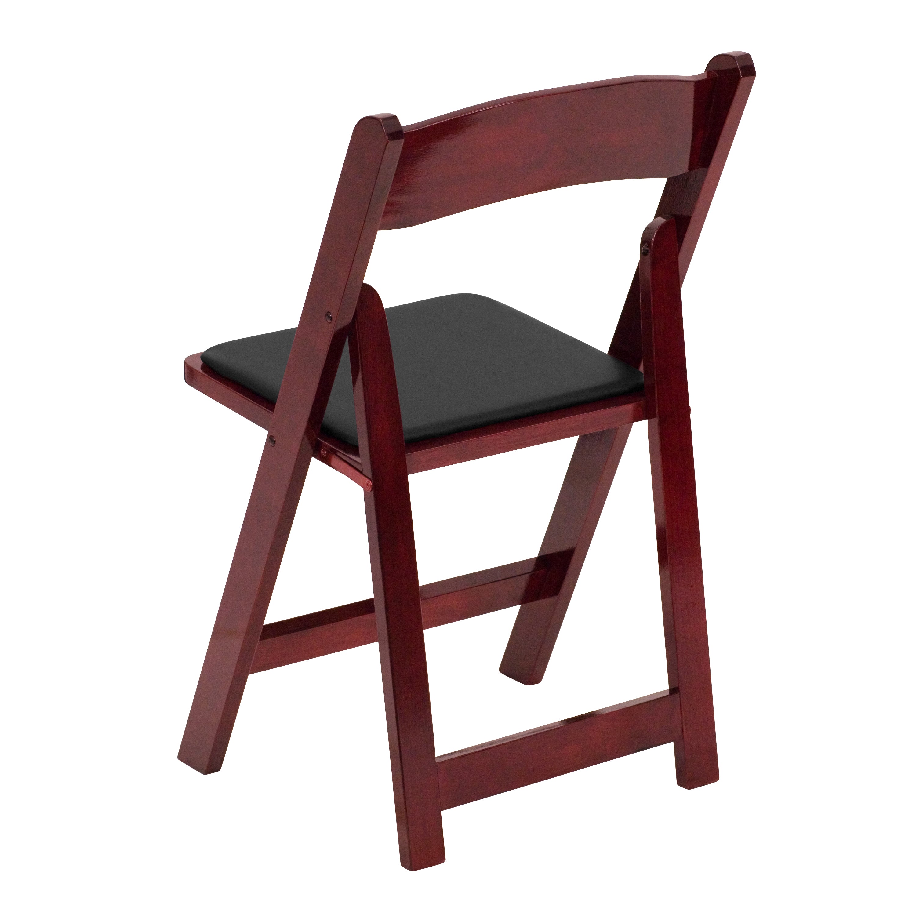 2 Pack HERCULES Series Mahogany Wood Folding Chair with Vinyl Padded Seat