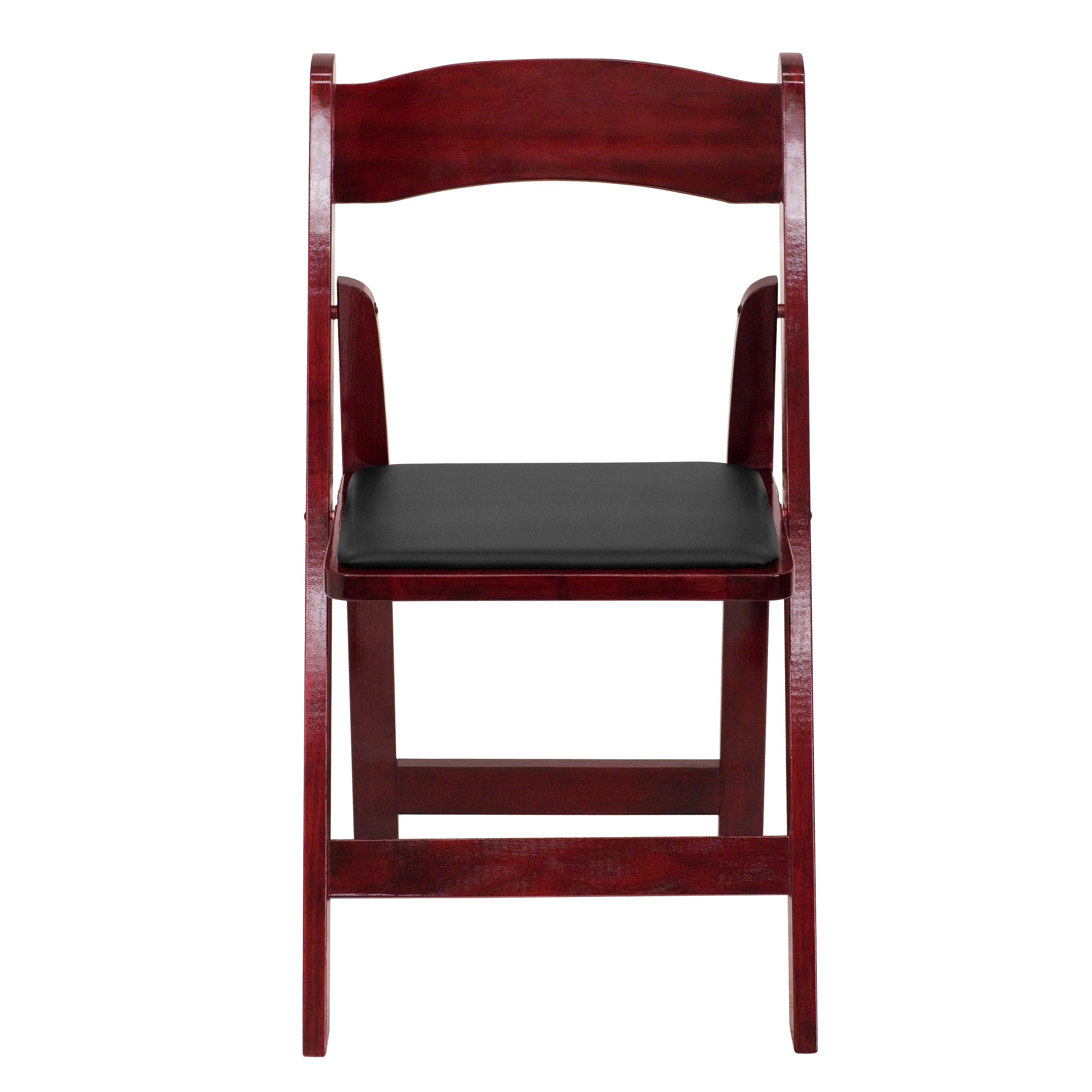 2 Pack HERCULES Series Mahogany Wood Folding Chair with Vinyl Padded Seat