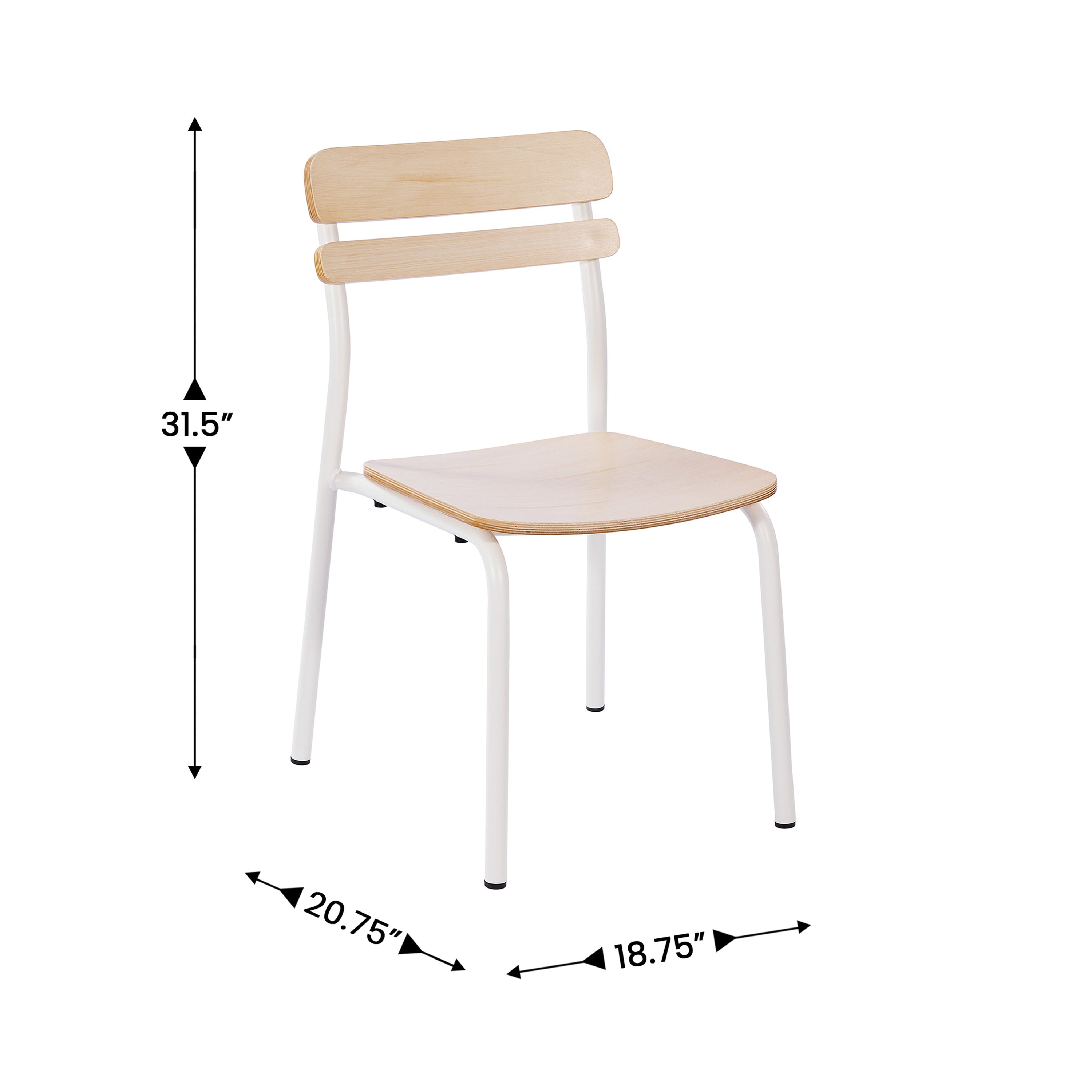 2 Pack Cyprus Commercial Grade Solid Wood Dining Chairs with White Metal Frames and Antique White Finish