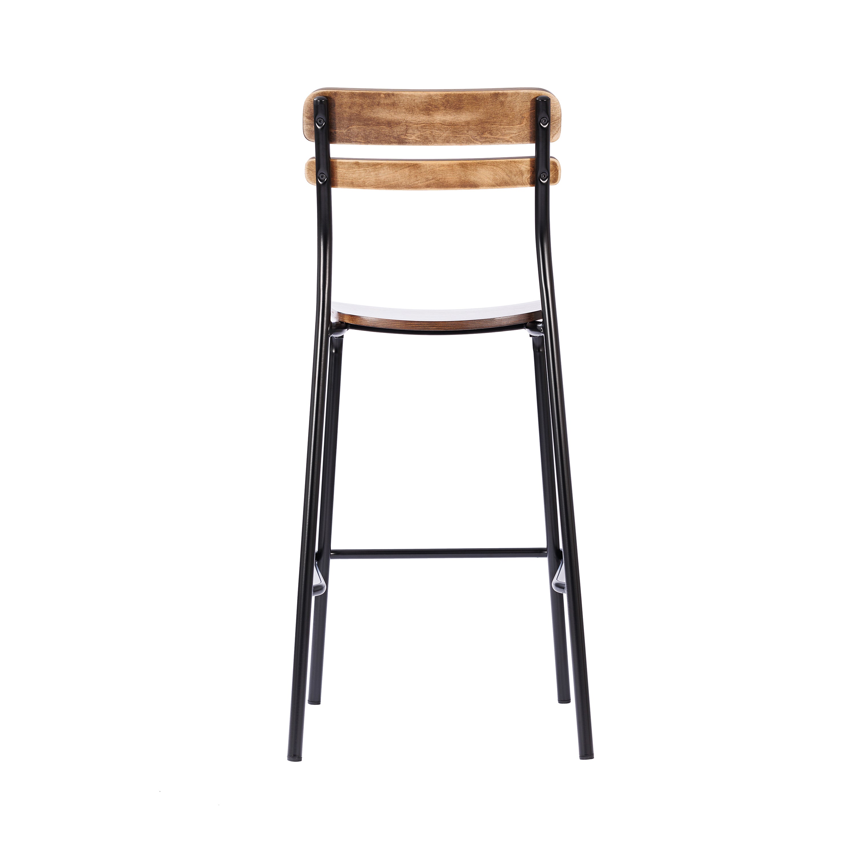 2 Pack Cyprus Commercial Grade Solid Wood Bar Stools with Black Metal Frames and Antique Copper Finish