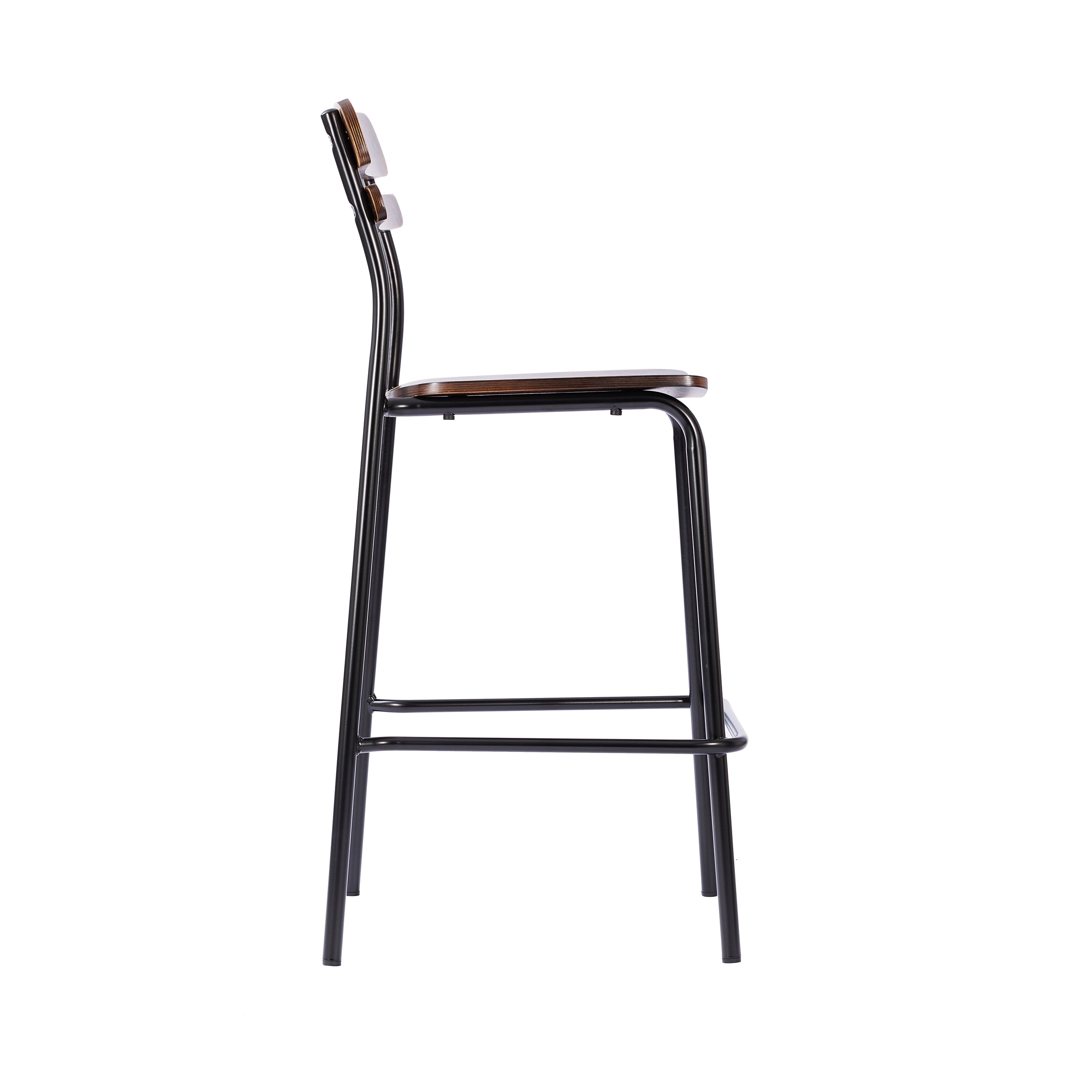 2 Pack Cyprus Commercial Grade Solid Wood Bar Stools with Black Metal Frames and Antique Copper Finish