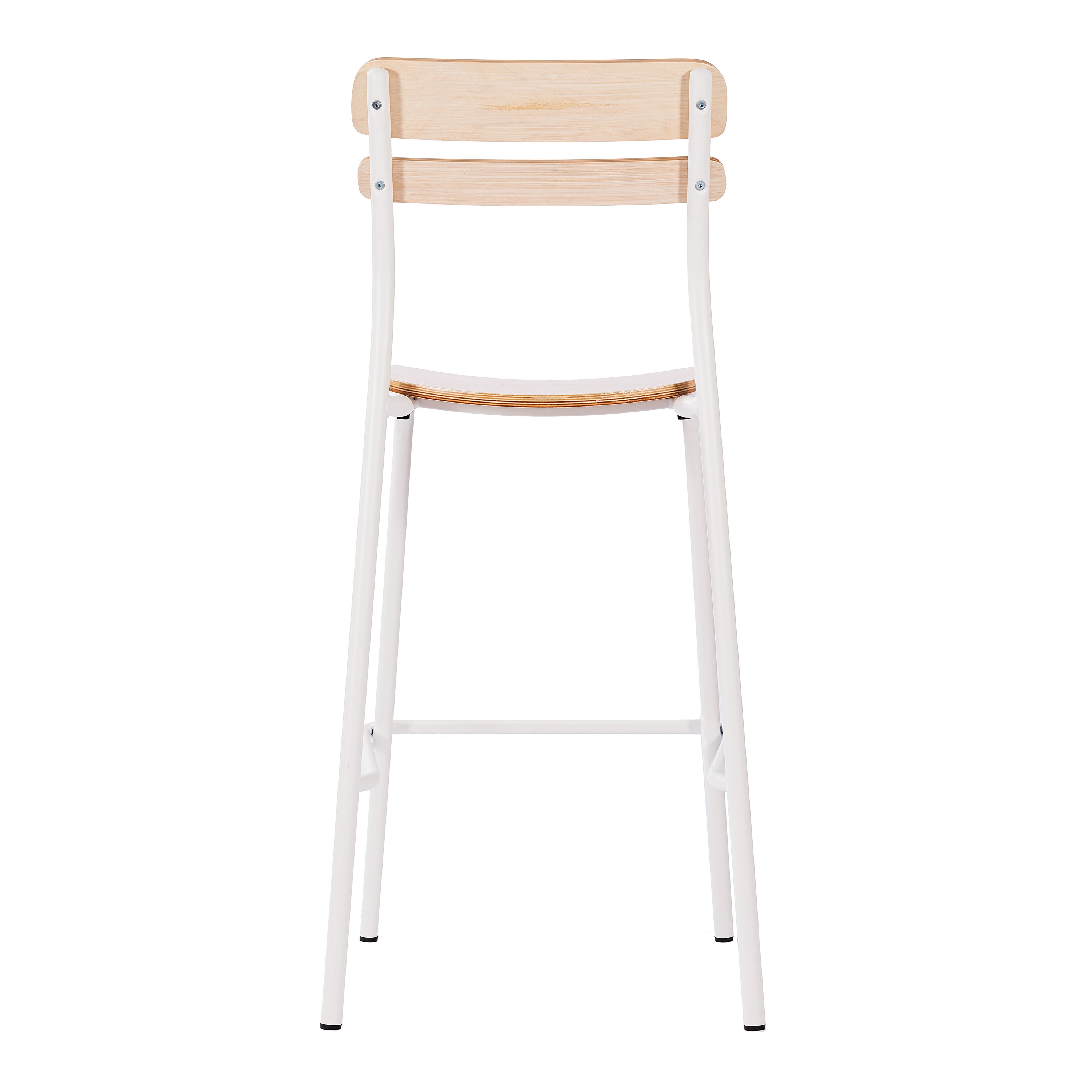 2 Pack Cyprus Commercial Grade Solid Wood Bar Stools with White Metal Frames and Antique White Finish