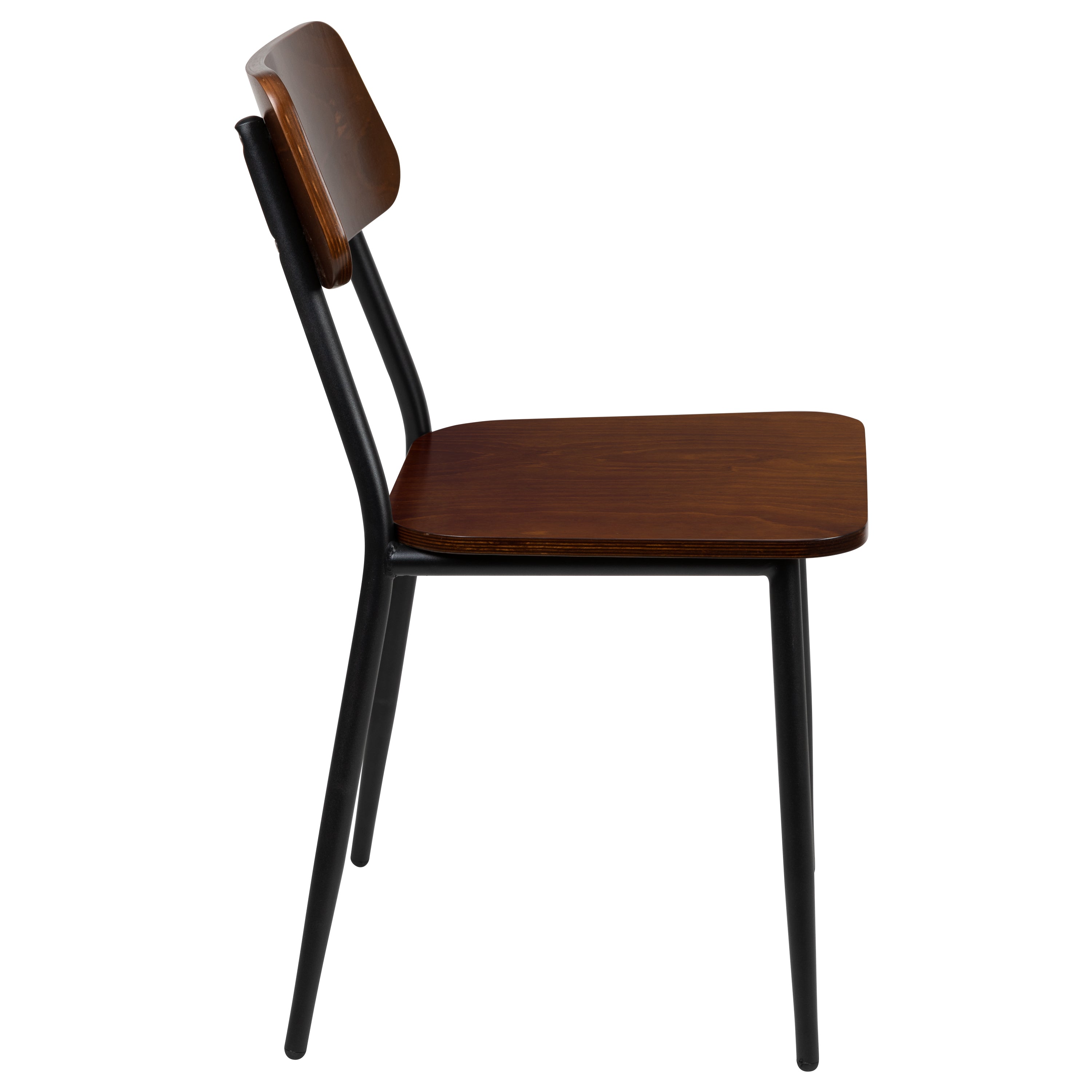 Lincoln Industrial Dining Chair with Gunmetal Steel Frame and Rustic Wood Seat, Set of 2