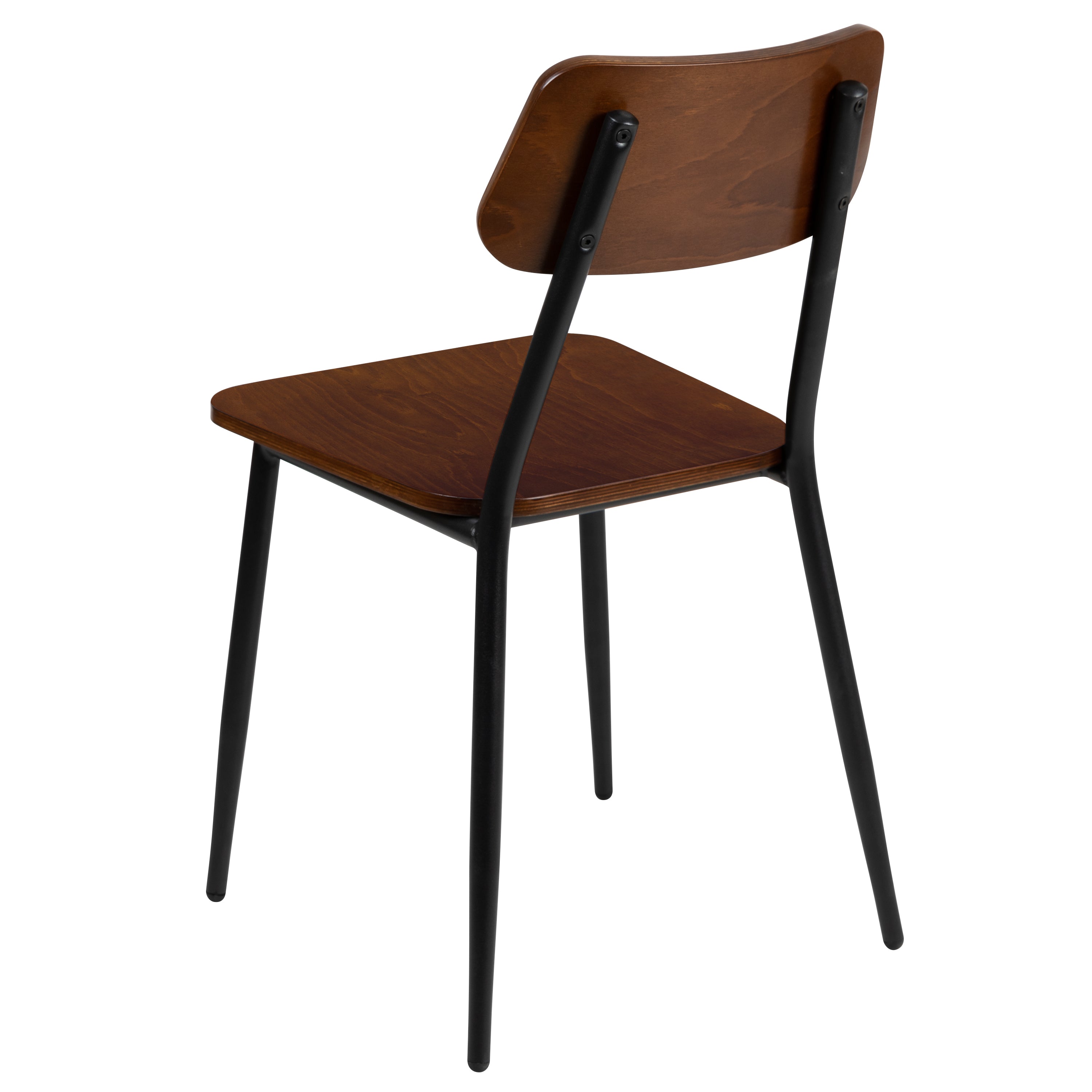 Lincoln Industrial Dining Chair with Gunmetal Steel Frame and Rustic Wood Seat, Set of 2