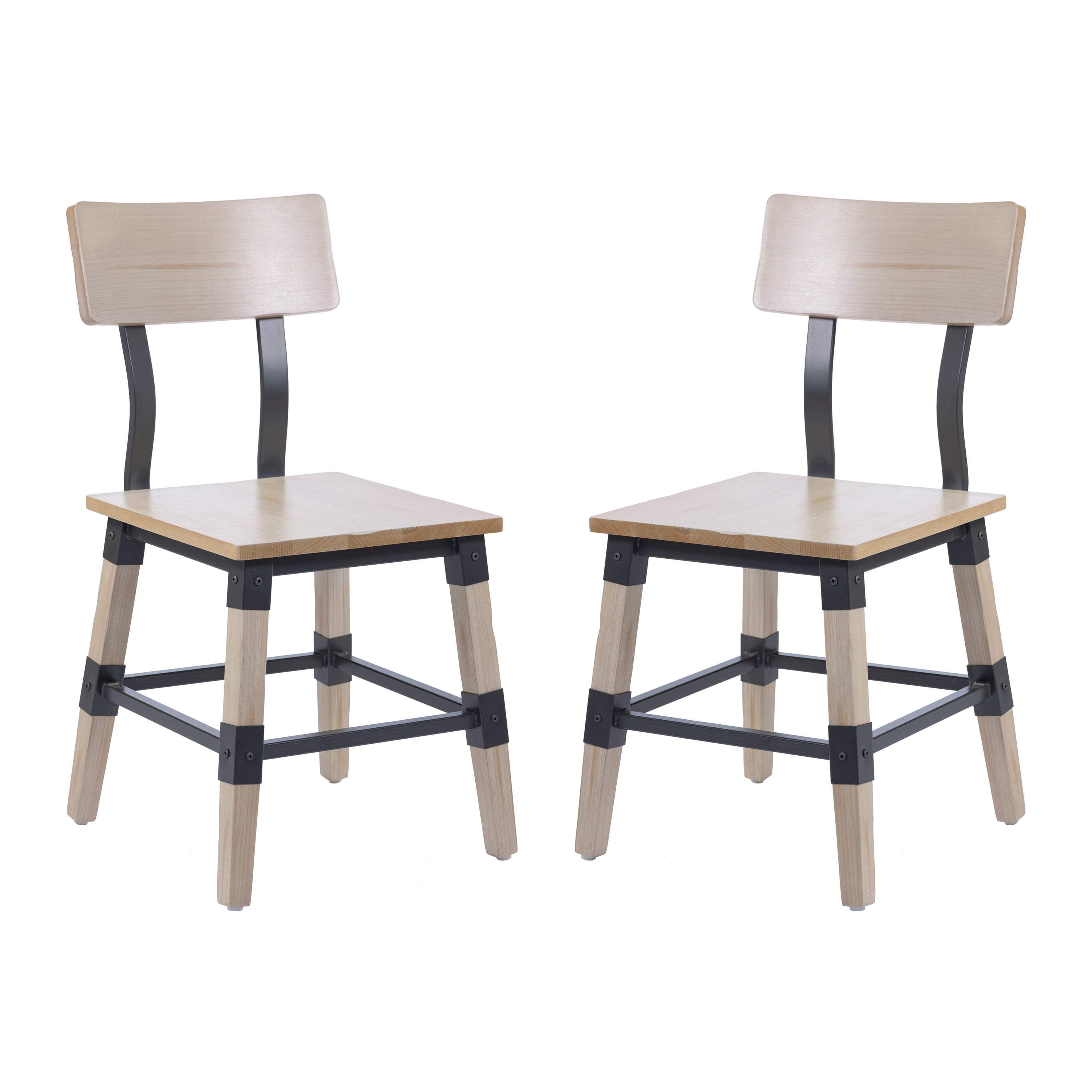Jackson 2 Pack Commercial Grade Rustic Antique White Industrial Wood Dining Chair