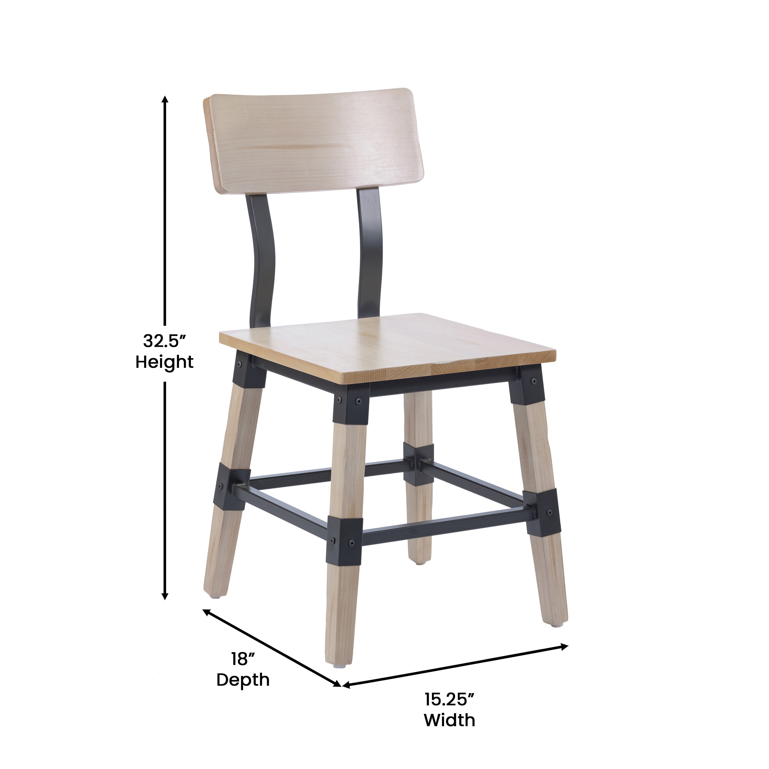 Jackson 2 Pack Commercial Grade Rustic Antique White Industrial Wood Dining Chair