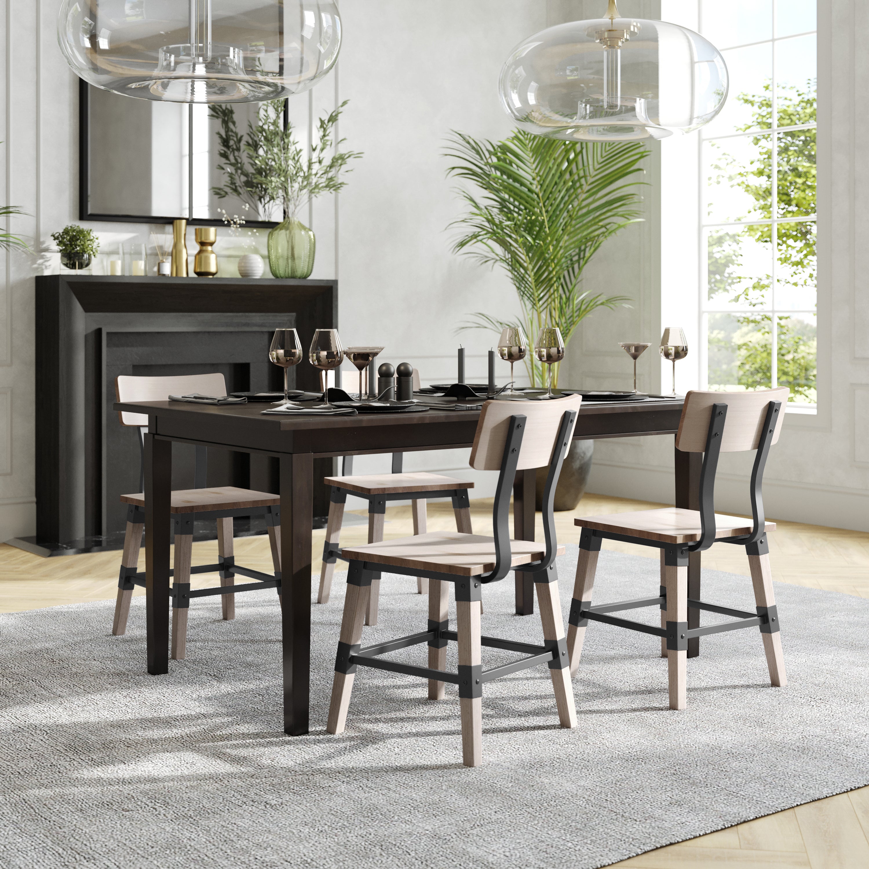 Jackson 2 Pack Commercial Grade Rustic Antique White Industrial Wood Dining Chair