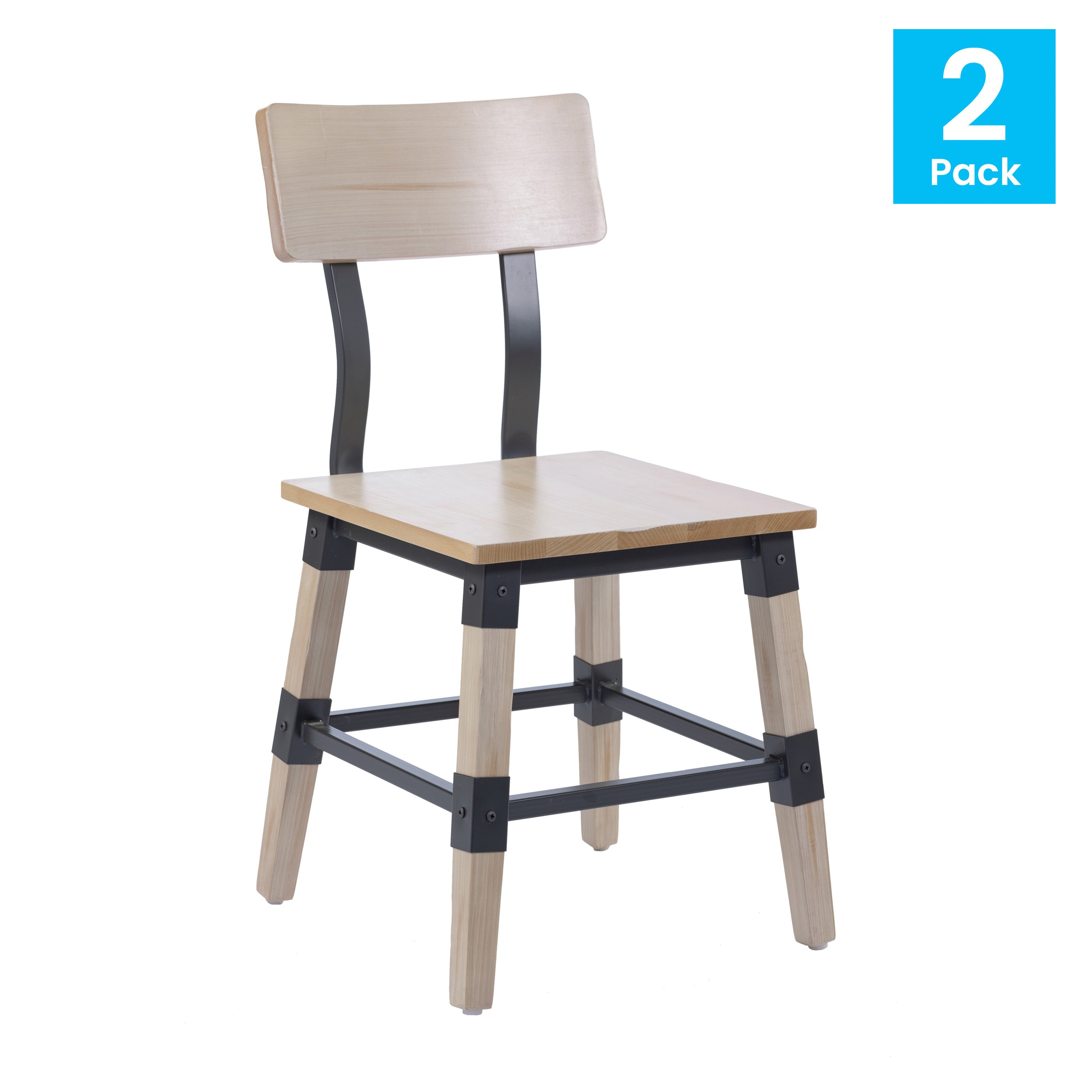 Jackson 2 Pack Commercial Grade Rustic Antique White Industrial Wood Dining Chair