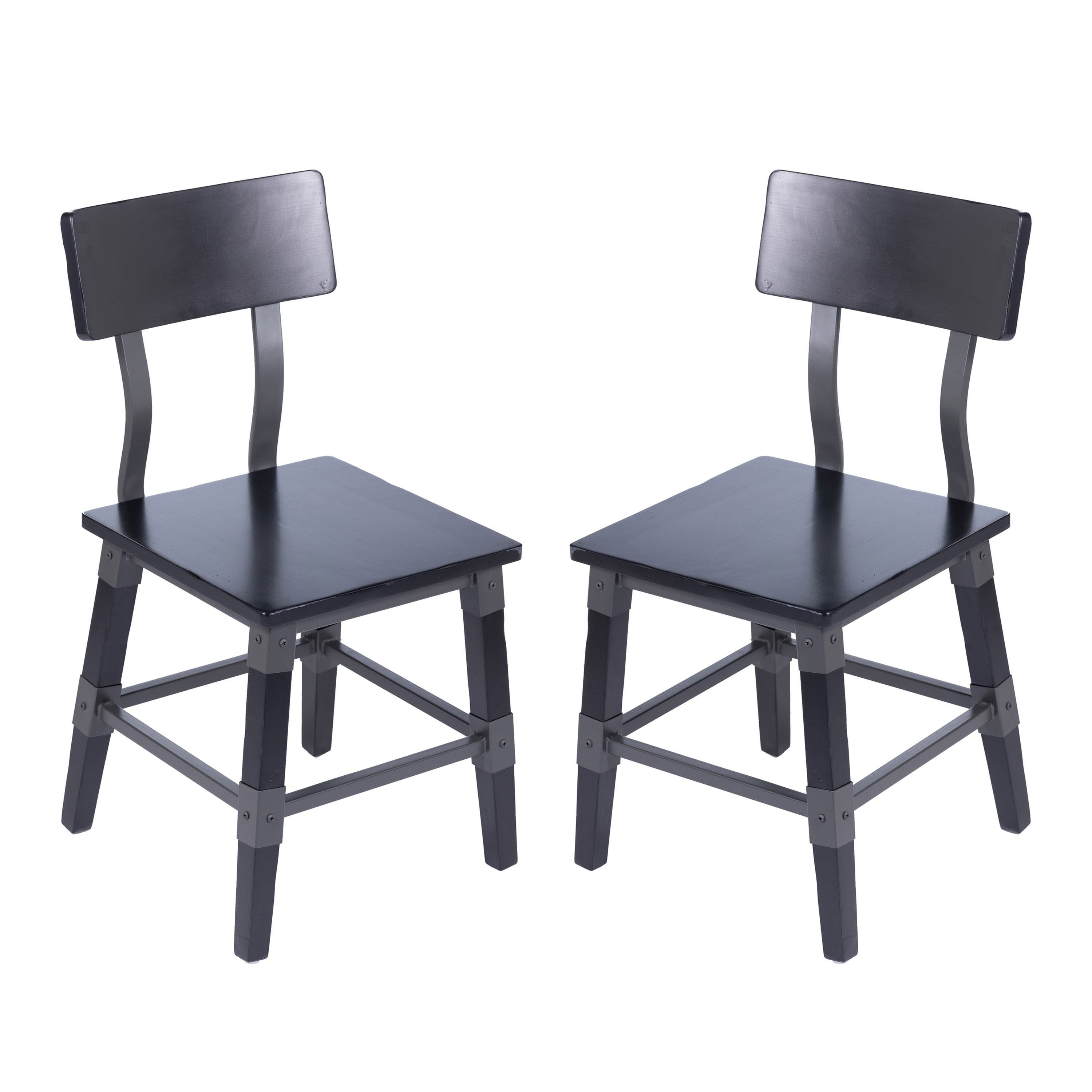Jackson 2 Pack Commercial Grade Rustic Black Industrial Wood Dining Chair