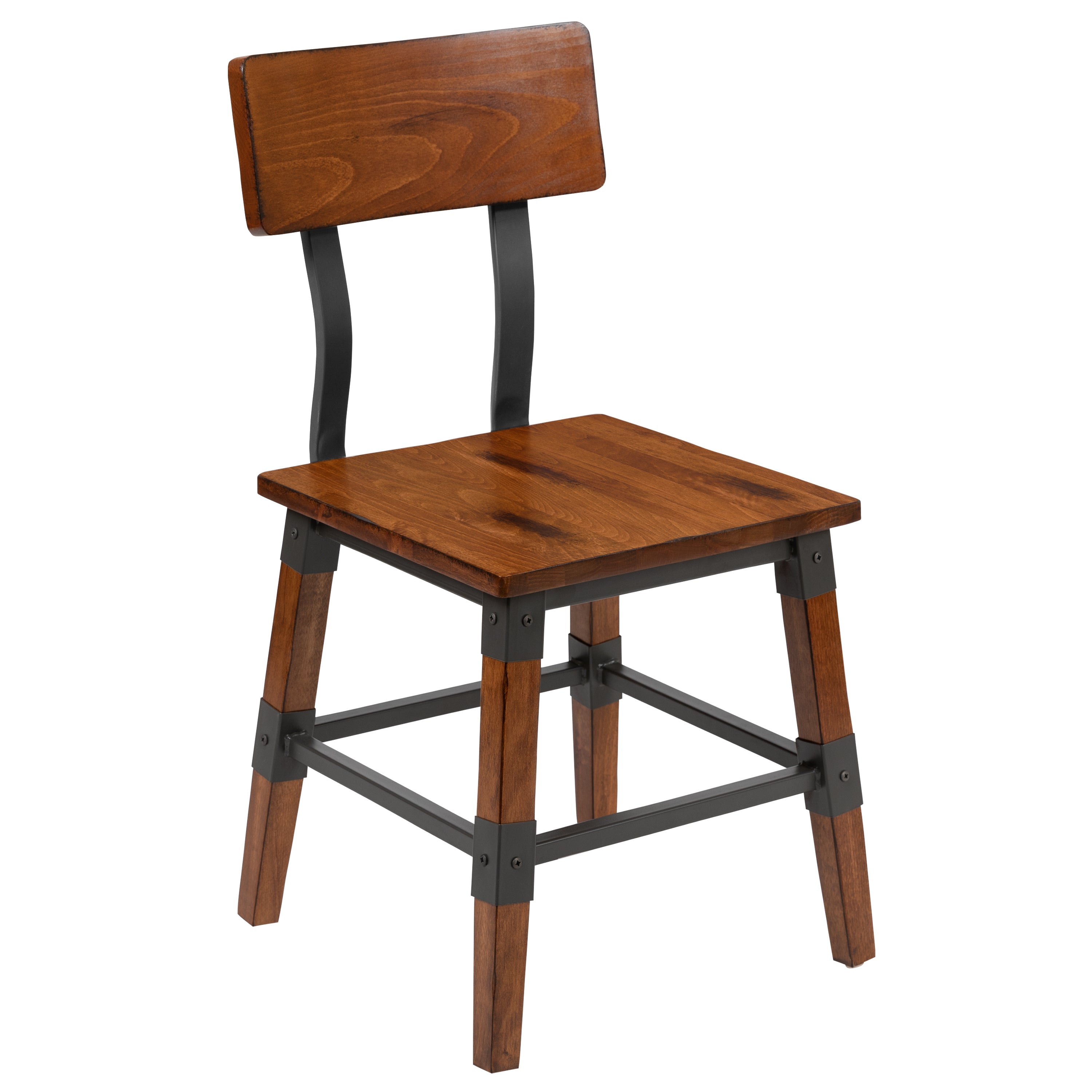 Jackson 2 Pack Rustic Antique Walnut Industrial Wood Dining Chair