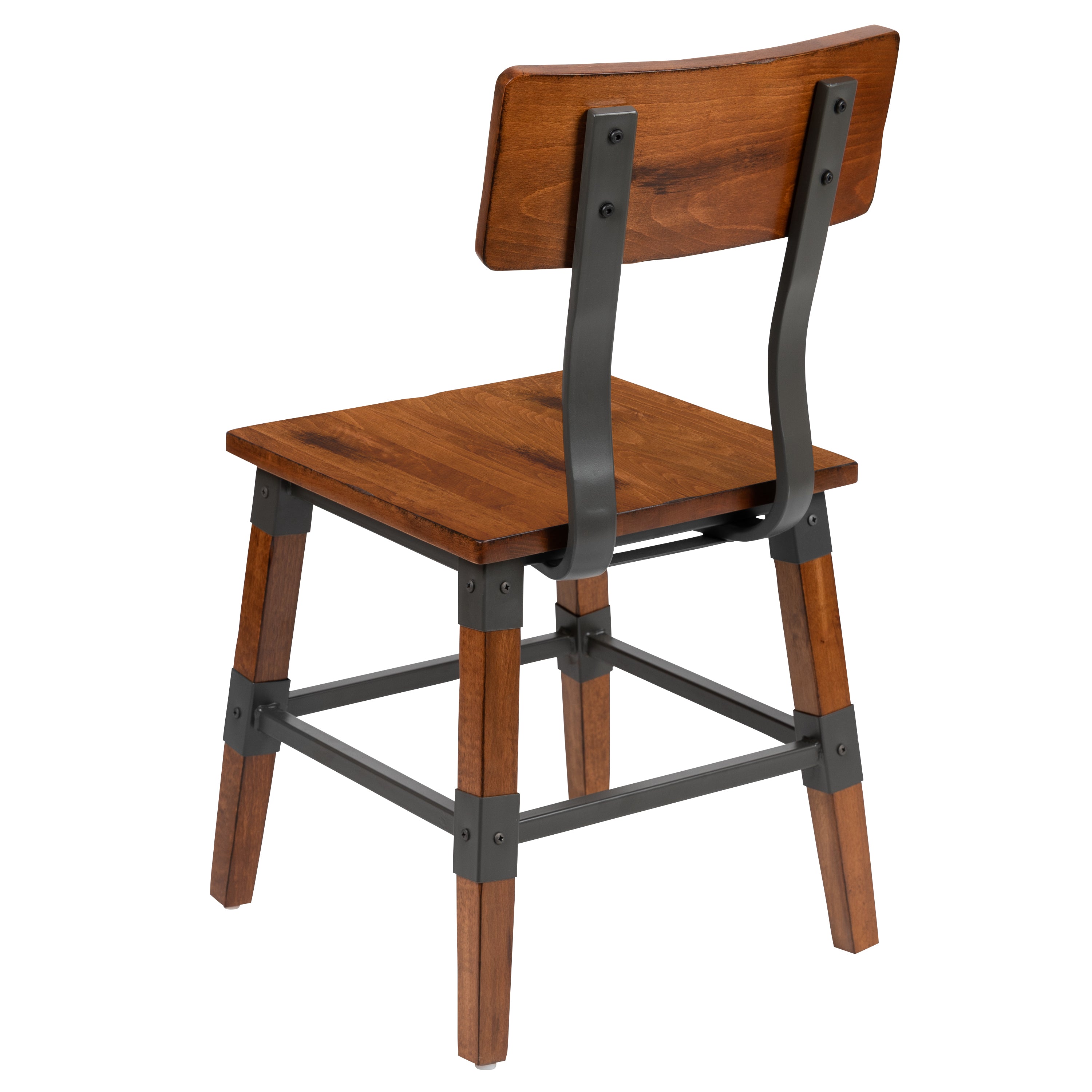 Jackson 2 Pack Rustic Antique Walnut Industrial Wood Dining Chair