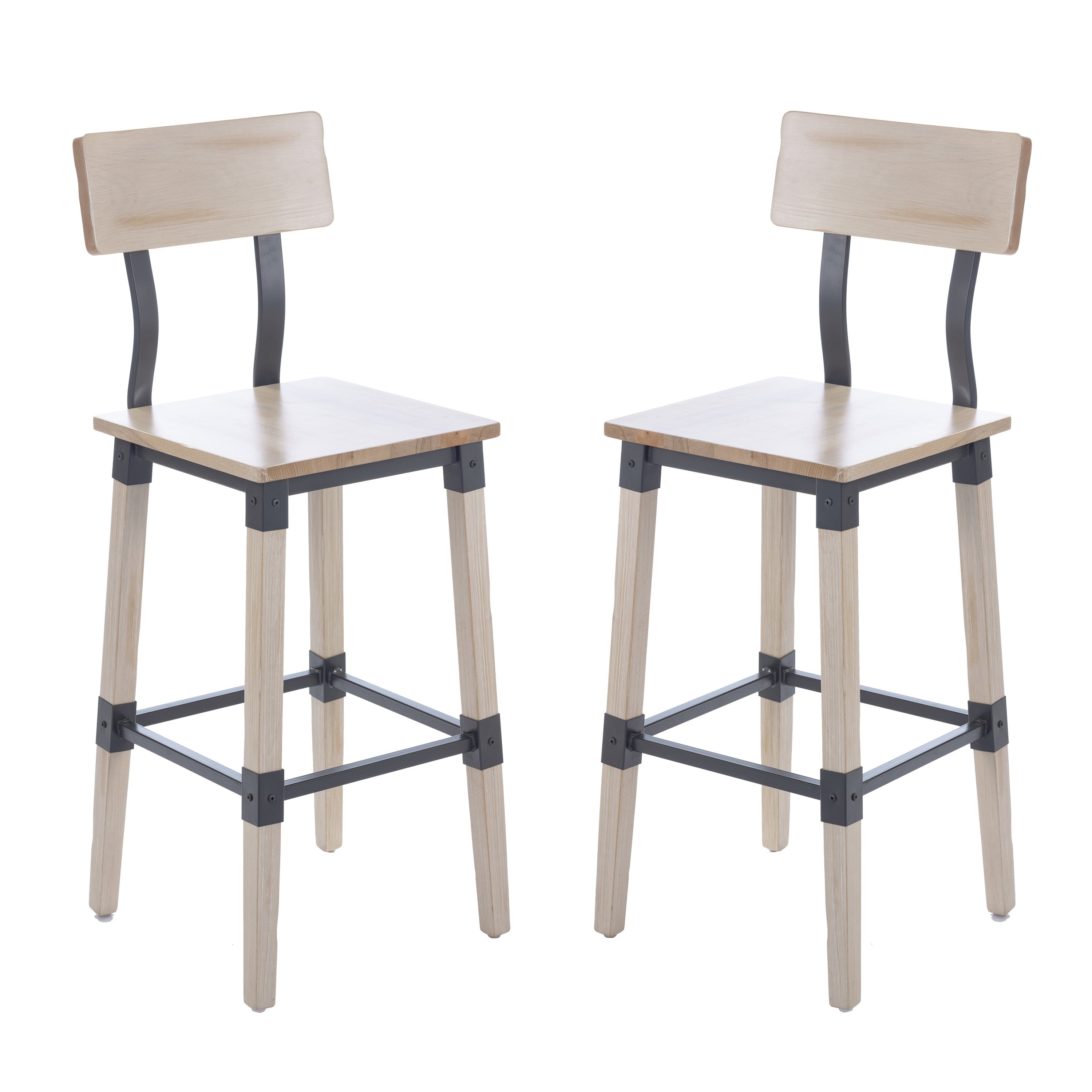 Jackson 2 Pack Commercial Grade Rustic Antique White Industrial Wood Dining Barstool