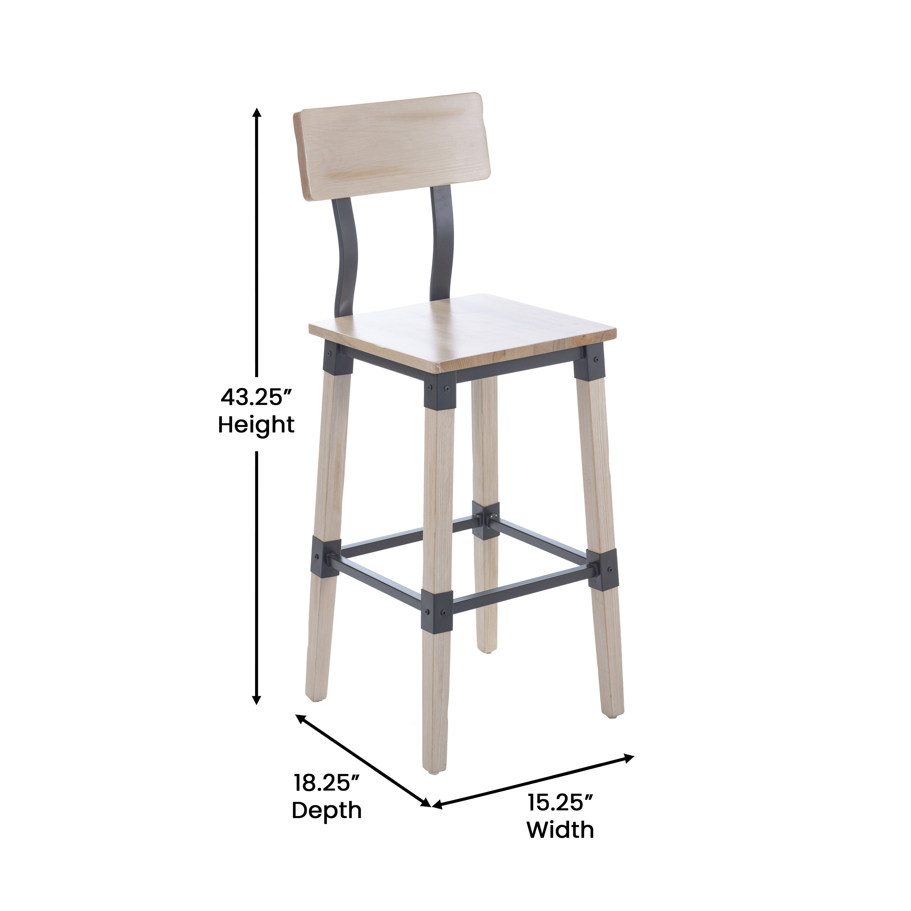 Jackson 2 Pack Commercial Grade Rustic Antique White Industrial Wood Dining Barstool