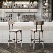 Jackson 2 Pack Commercial Grade Rustic Antique White Industrial Wood Dining Barstool